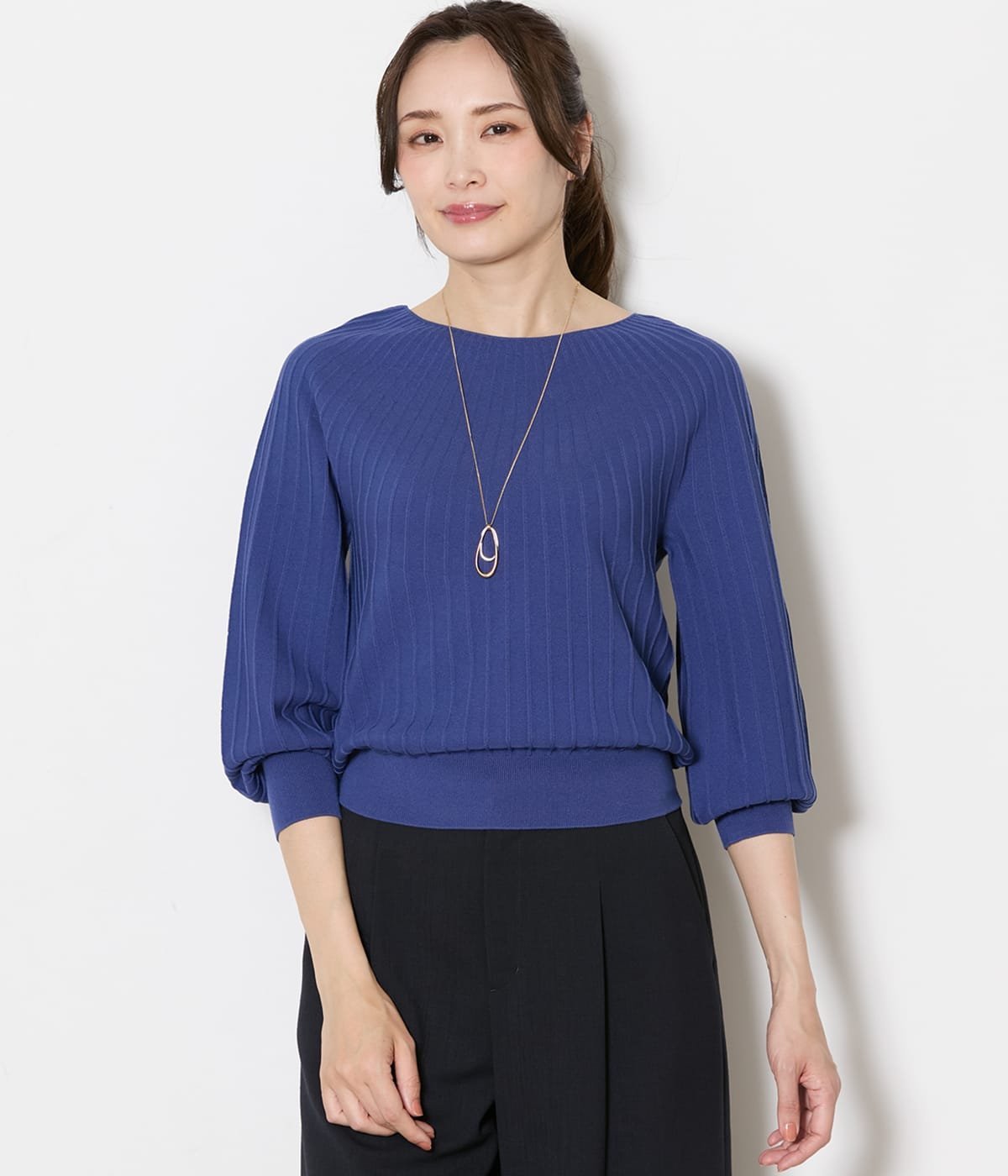 NEWYORKER WOMEN L-SIZE 【L】TCホールガーメント(R) 求心ストライプニットプルオーバー ニューヨーカー エルサイズ トップス ニット ピンク ブルー ブラック
