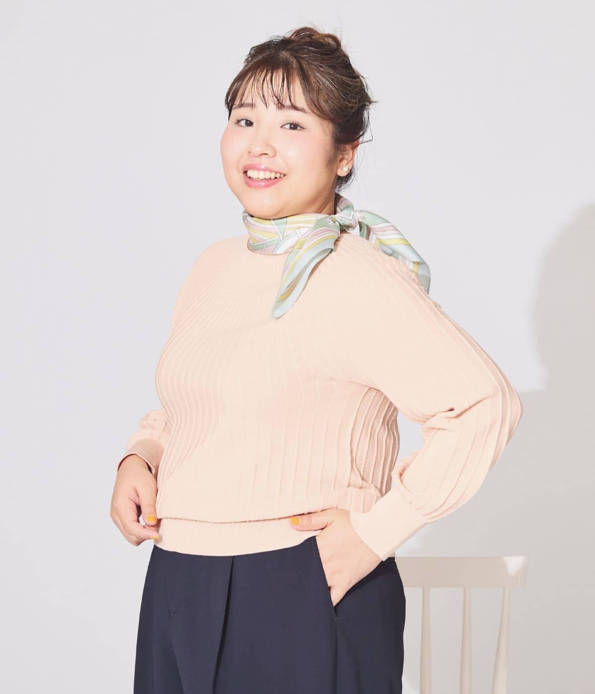 NEWYORKER WOMEN L-SIZE 【L】TCホールガーメント(R) 求心ストライプニットプルオーバー ニューヨーカー エルサイズ トップス ニット ピンク ブルー ブラック
