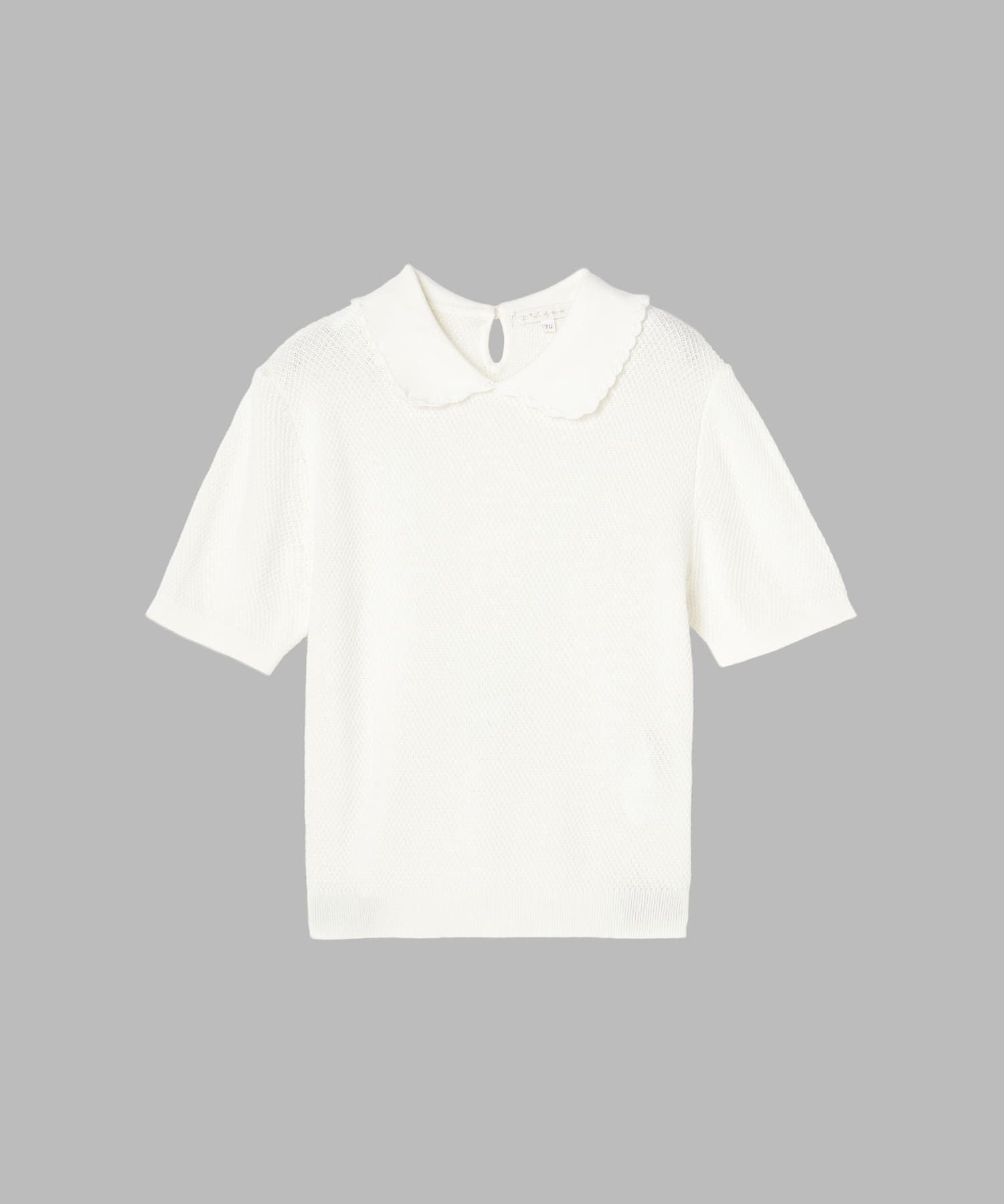 To b. by agnes b. コットン タック ステッチ 半袖 ニット プルオーバー アニエスベー トップス その他のトップス ホワイト【送料無料】