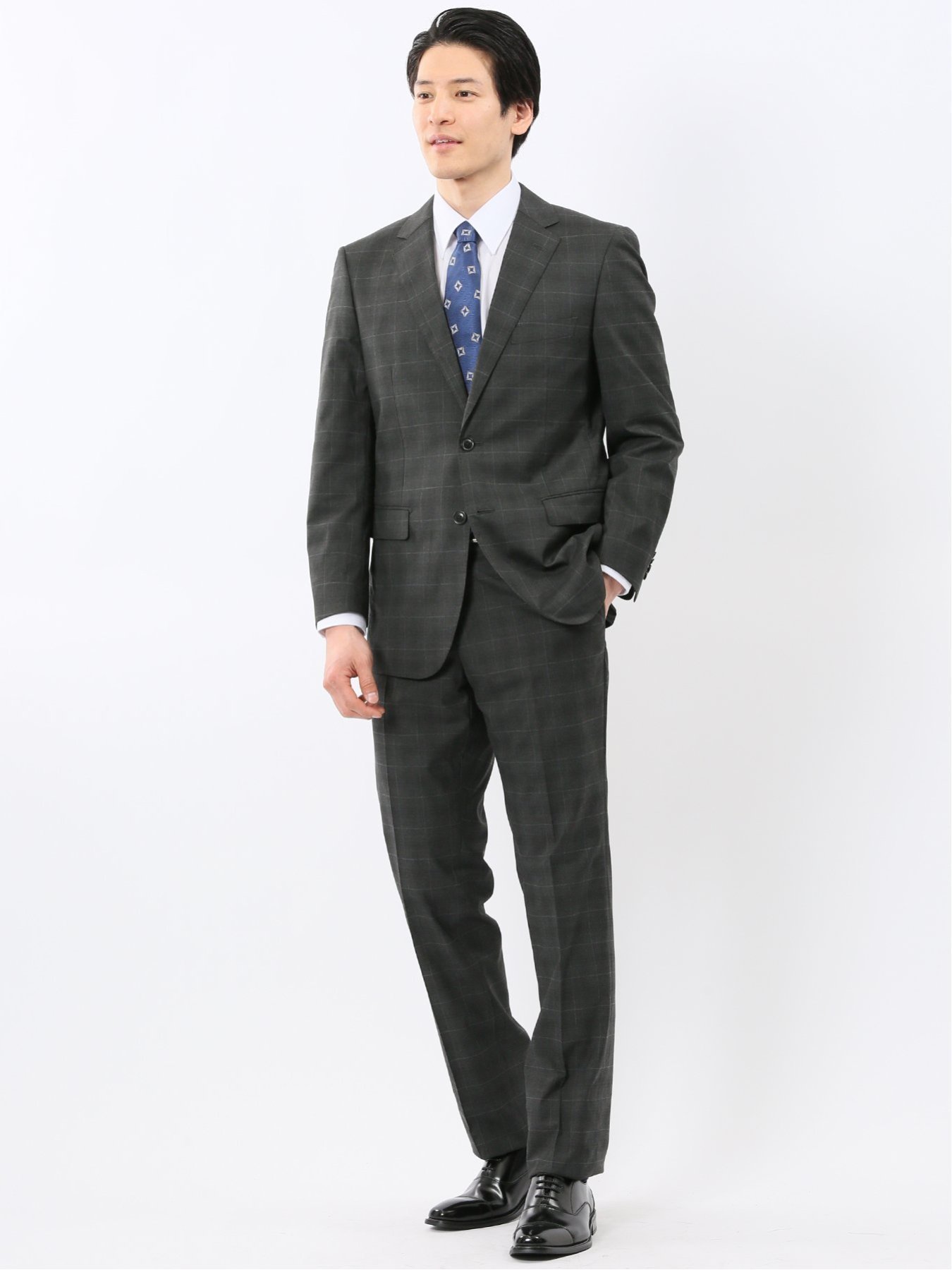 【SALE／10%OFF】m.f.editorial ストレッチウォッシャブル レギュラーフィット 2ボタン2ピーススーツ チェックグレー タカキュー スーツ・フォーマル セットアップスーツ グレー【送料無料】