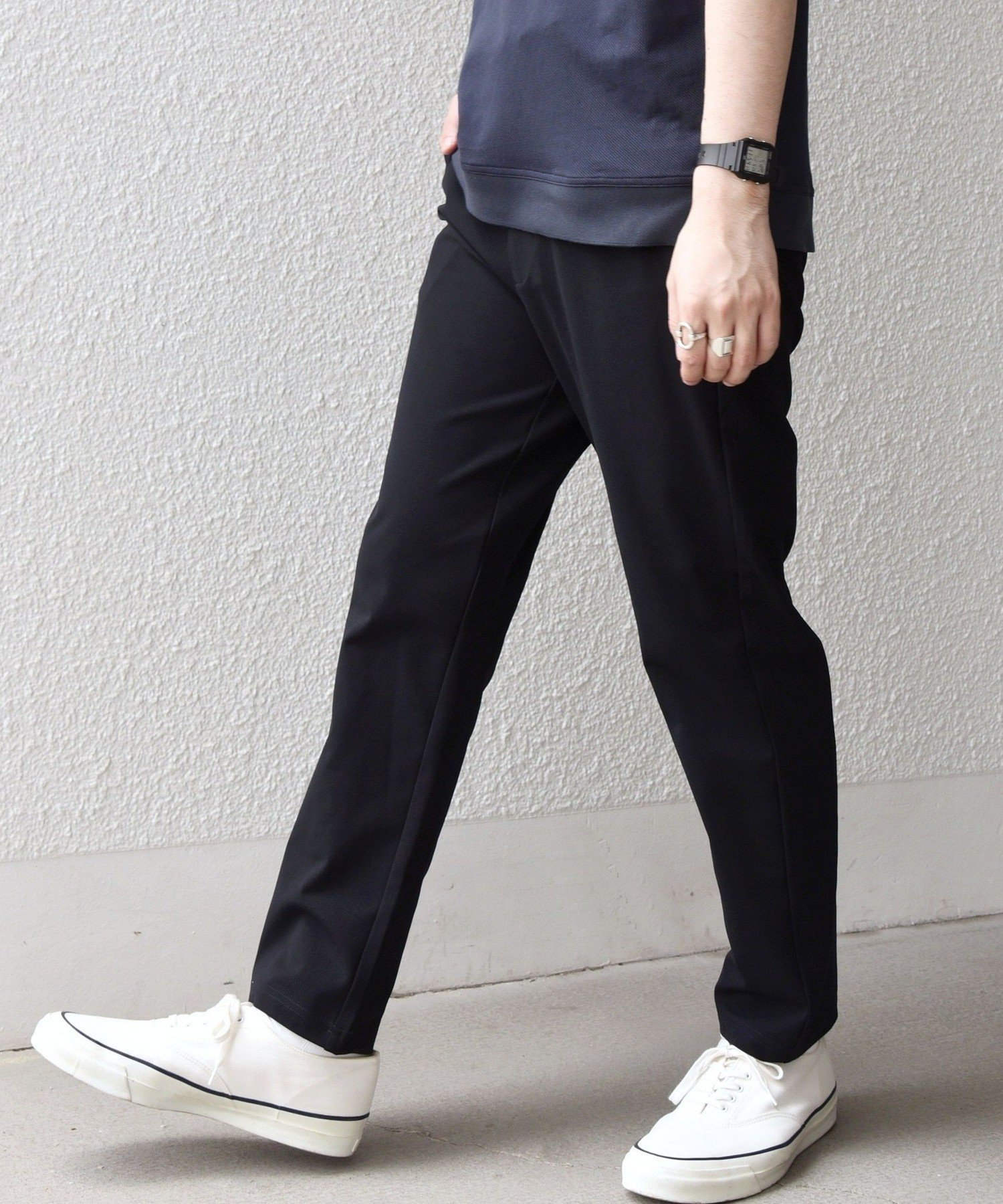 【WEB限定】SHIPS any:＜吸水速乾＞AIR FLEXION スリム ストレッチ イージー パンツ◇ シップス パンツ その他のパンツ ブラック ベージュ ネイビー