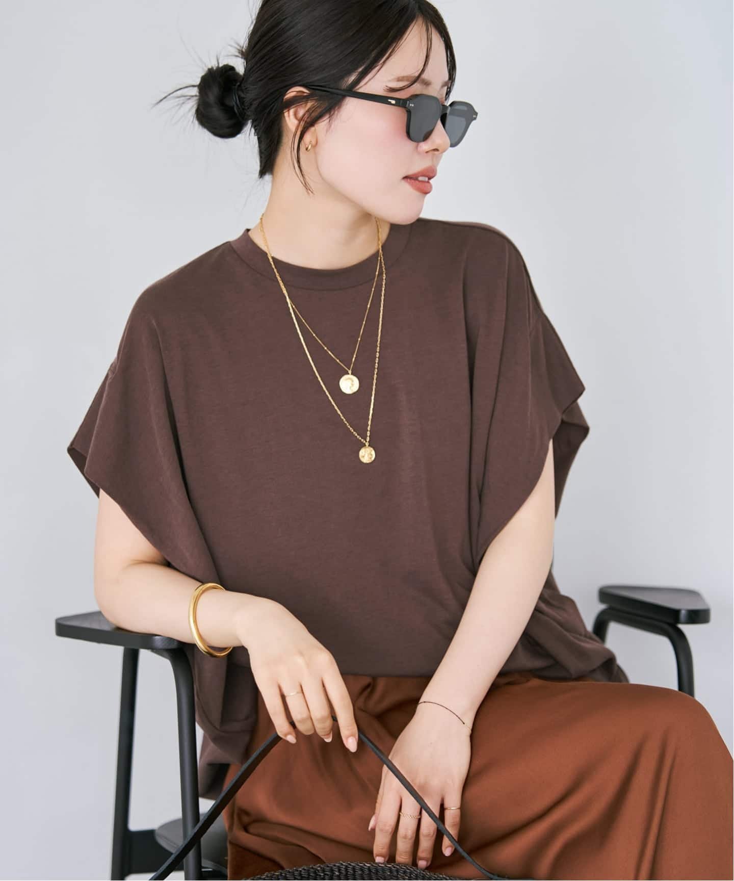 plage JOHNBULL / ジョンブル 別注 ノースリーブ TEE プラージュ トップス カットソー・Tシャツ ベージュ ブラウン ホワイト ブルー
