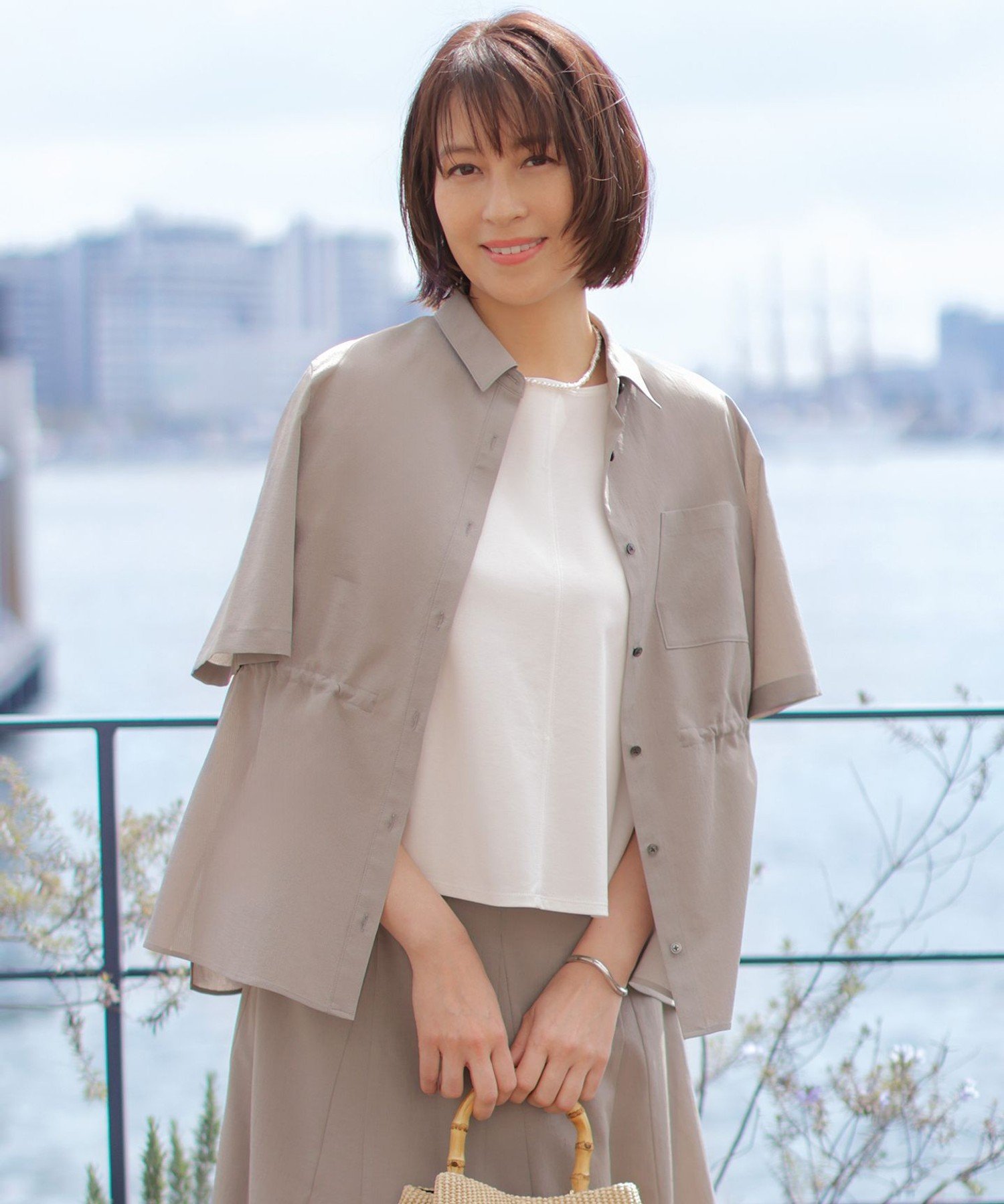 J.PRESS LADIES L 【WEB限定】アキハ BREEZE COOL シャツ ブラウス ジェイプレス トップス シャツ・ブラウス ブラウン グレー