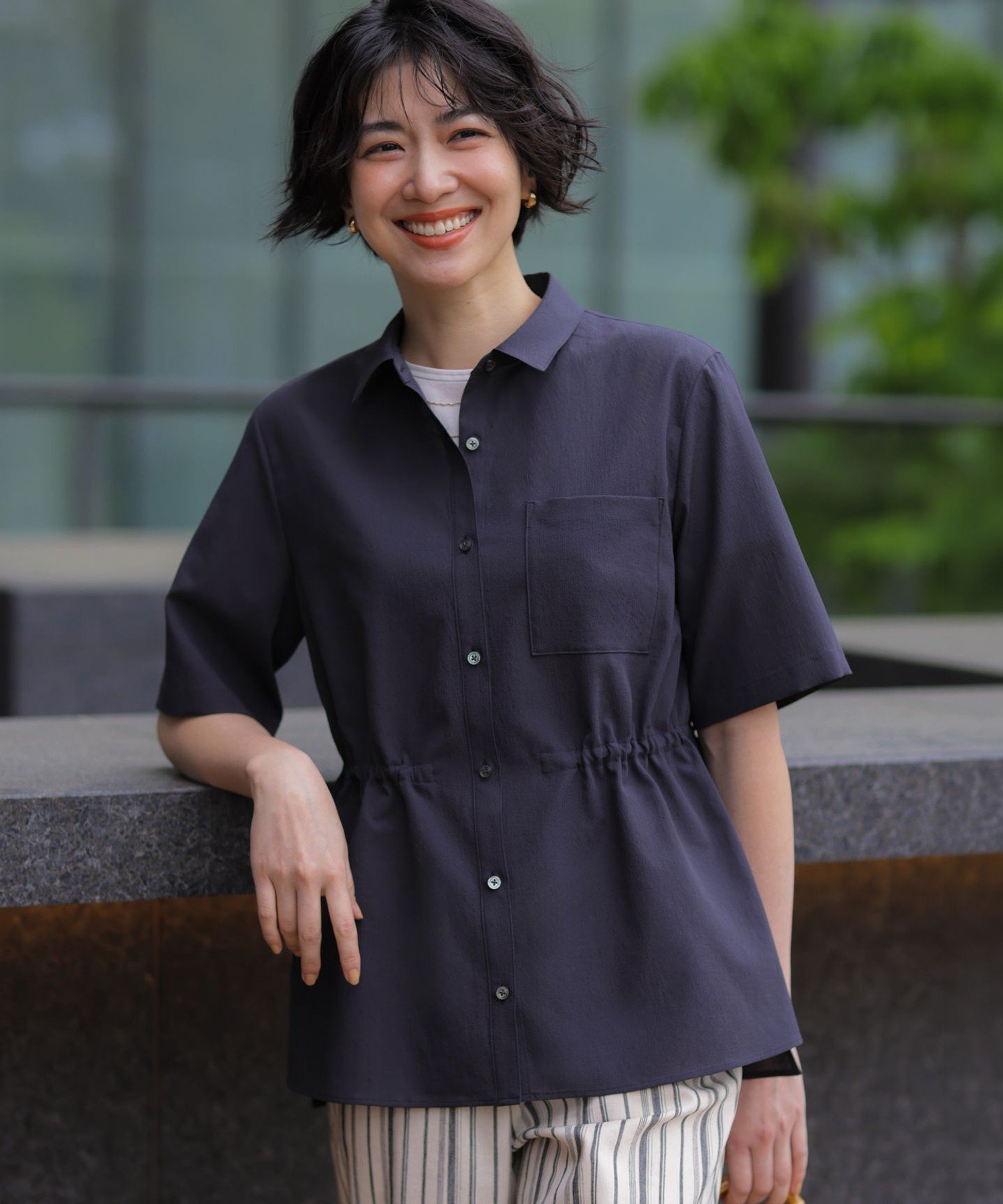 J.PRESS LADIES L 【WEB限定】アキハ BREEZE COOL シャツ ブラウス ジェイプレス トップス シャツ・ブラウス ブラウン グレー