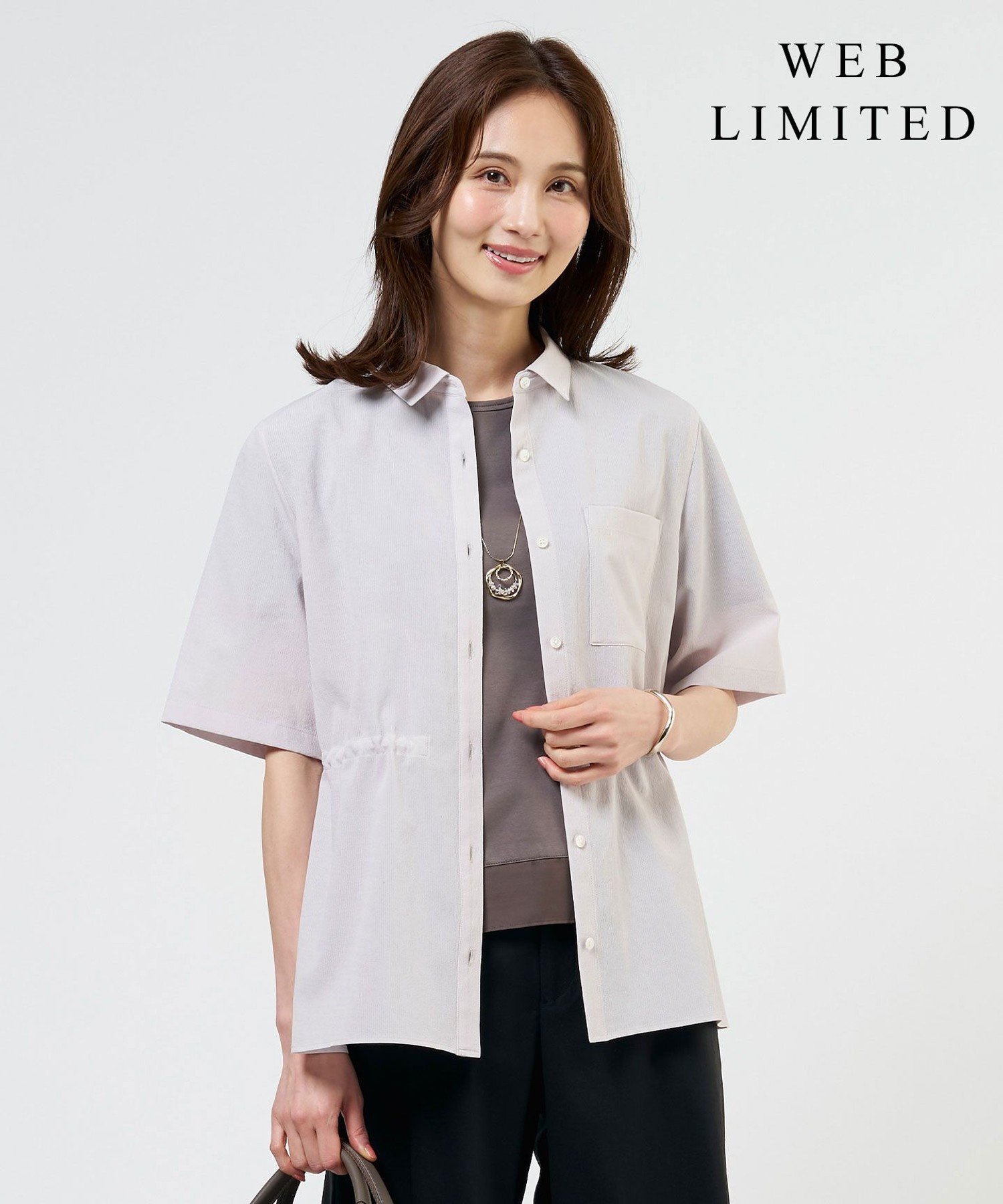 J.PRESS LADIES L 【WEB限定】アキハ BREEZE COOL シャツ ブラウス ジェイプレス トップス シャツ・ブラウス ブラウン グレー