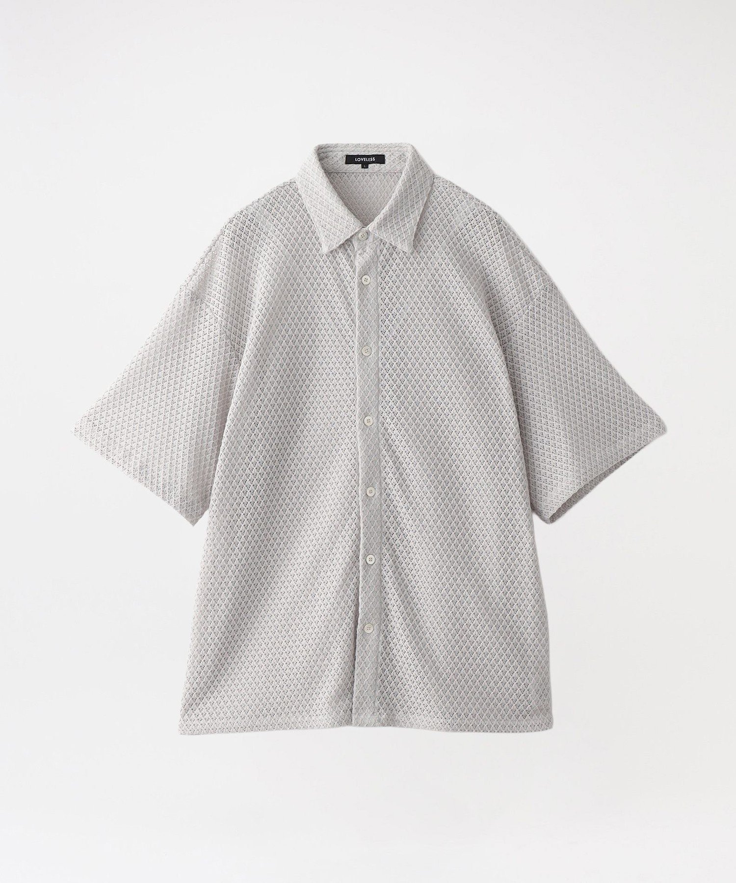 LOVELESS ラティスレースショートスリーブシャツ ラブレス トップス シャツ・ブラウス グレー ブラック