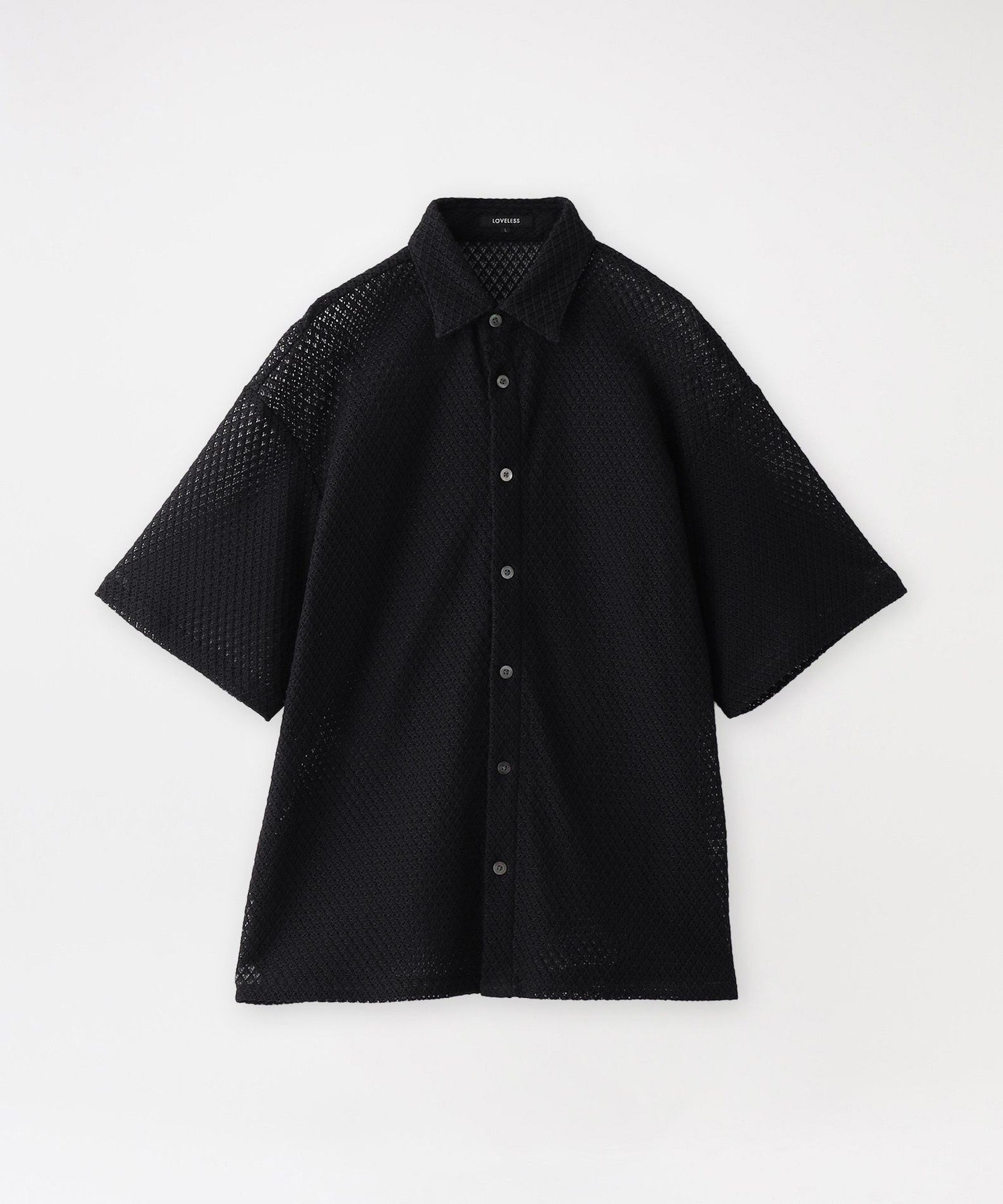 LOVELESS ラティスレースショートスリーブシャツ ラブレス トップス シャツ・ブラウス グレー ブラック