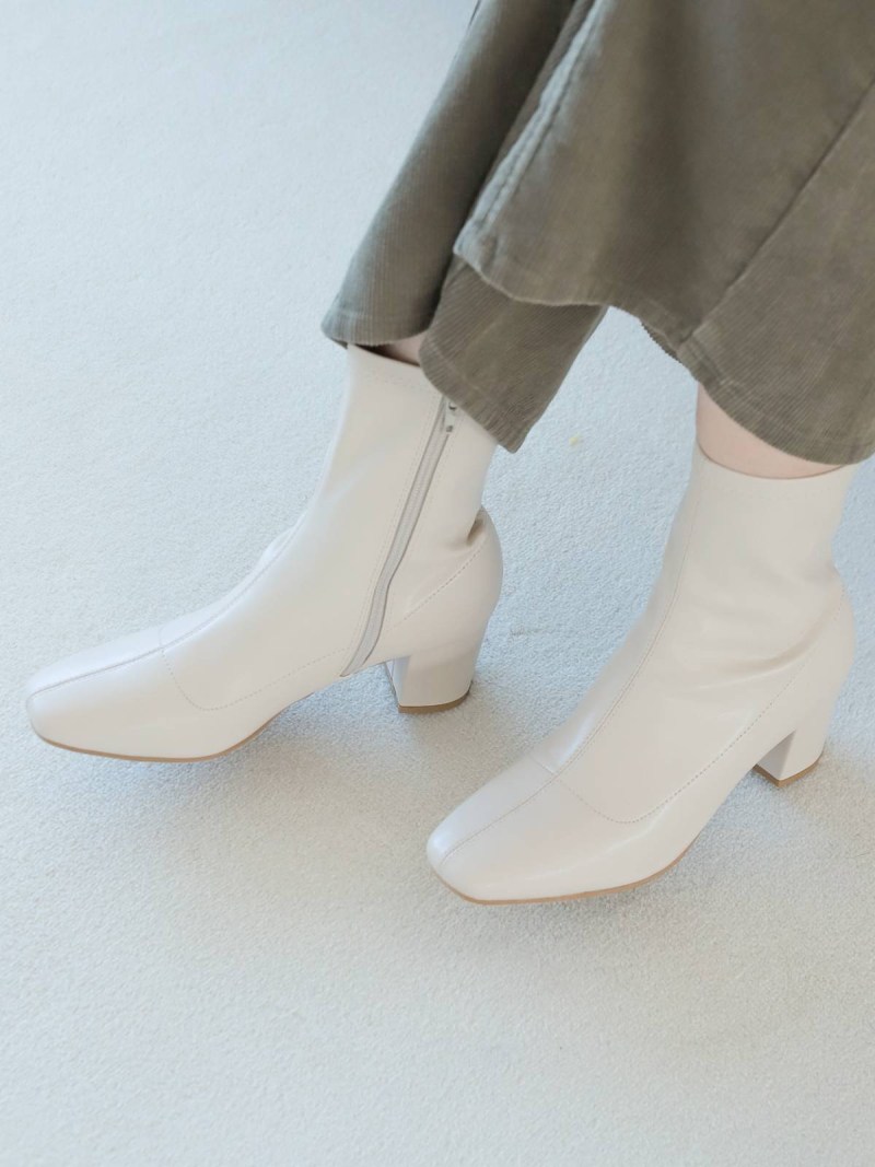 【SALE／44%OFF】LAKOLE (W)スクエアトゥソフトブーツ ラコレ シューズ・靴 ブーツ ホワイト ベージュ ブラウン ブラックのサムネイル