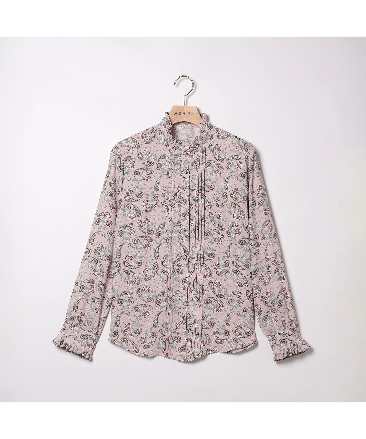 SCAPA 【WEB限定】サラサフラワープリントブラウス スキャパ トップス シャツ・ブラウス ピンク グレー