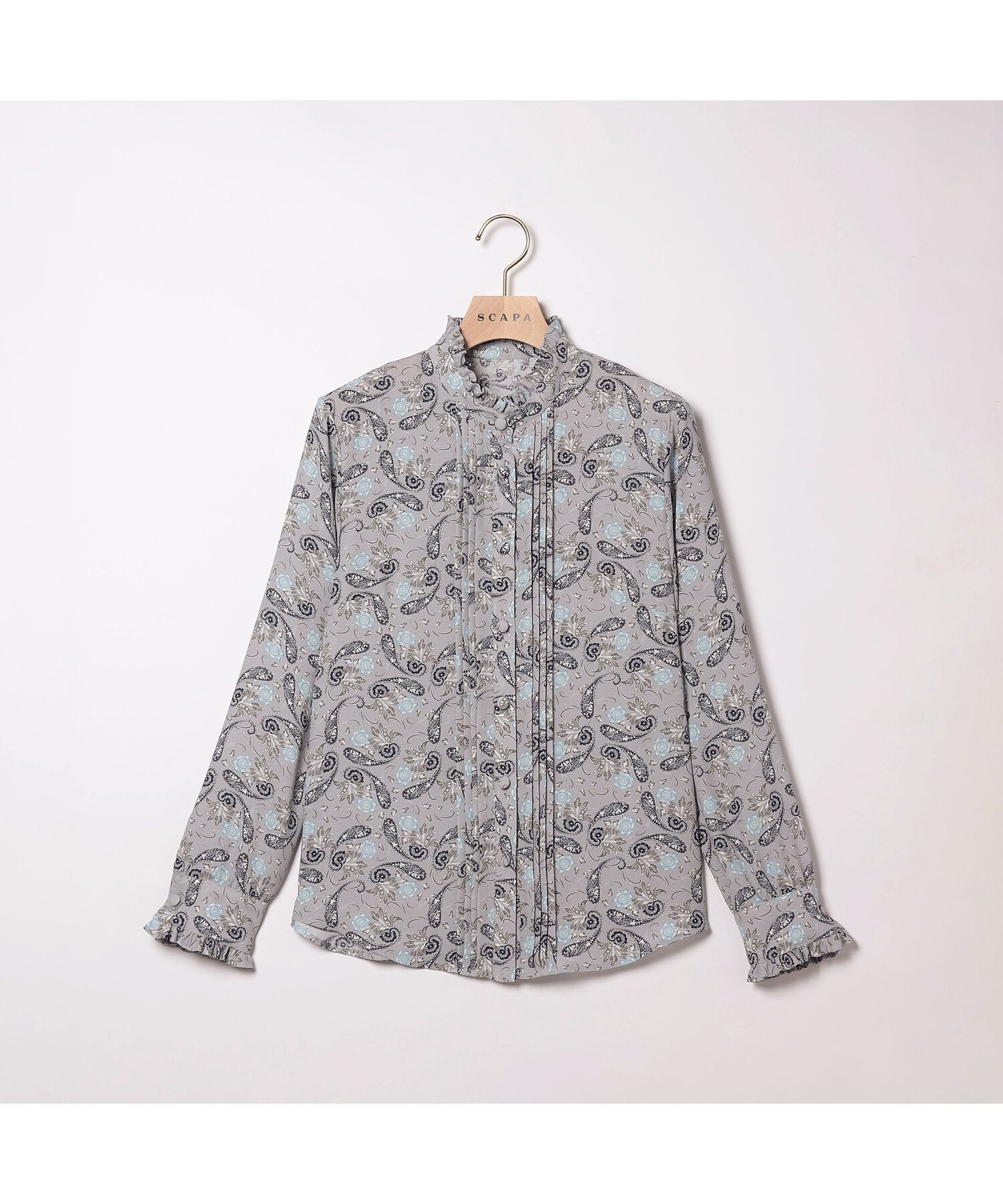 SCAPA 【WEB限定】サラサフラワープリントブラウス スキャパ トップス シャツ・ブラウス ピンク グレー