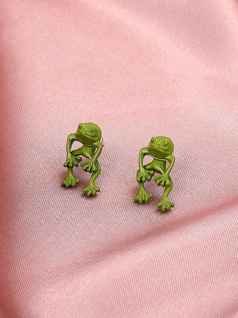 Coo+i/(W)3Dカエルピアス スレンダー アクセサリー・腕時計 ピアス グリーン