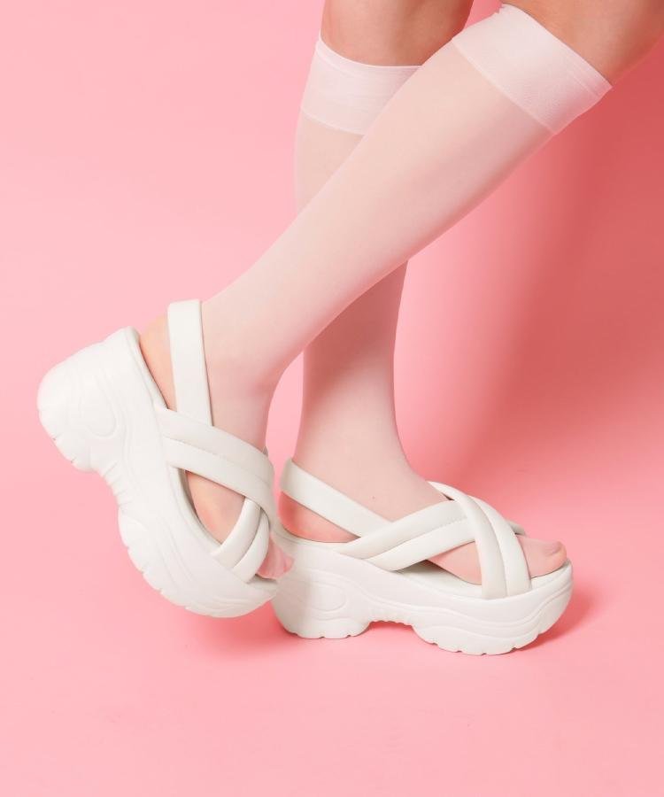 厚底クロスサンダル パデットサンダル エスペランサ シューズ・靴 サンダル ホワイト ブラック ピンク