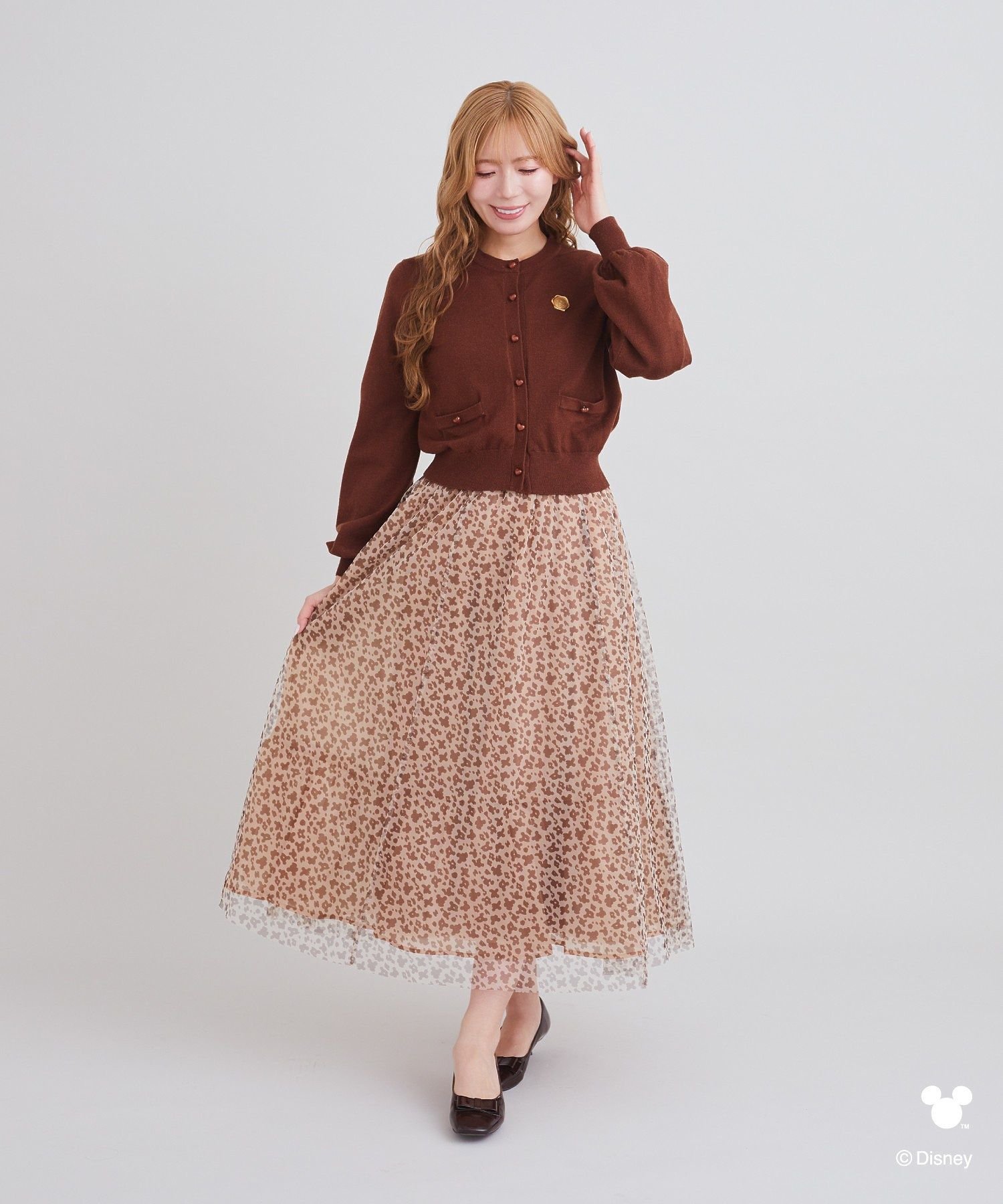 【SALE／40%OFF】Areeam ミッキー/レオパード柄チュールスカート アリーム スカート その他のスカート ベージュ【送料無料】