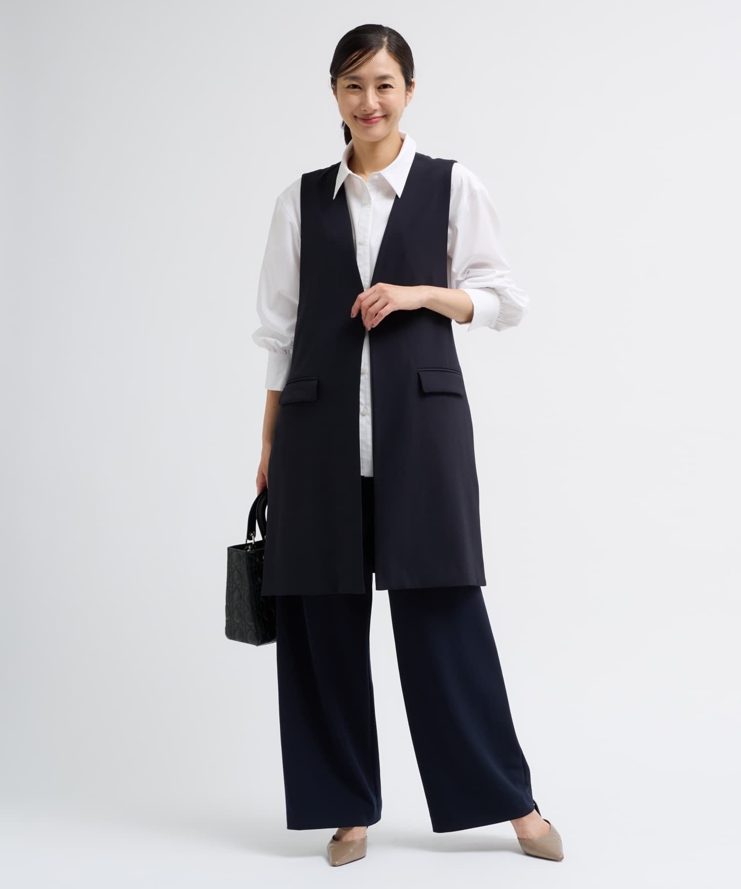 【SALE／18%OFF】Leilian ストレッチジレ【2025AW_フォーマル】 レリアン トップス ベスト・ジレ ブラック ネイビー【送料無料】