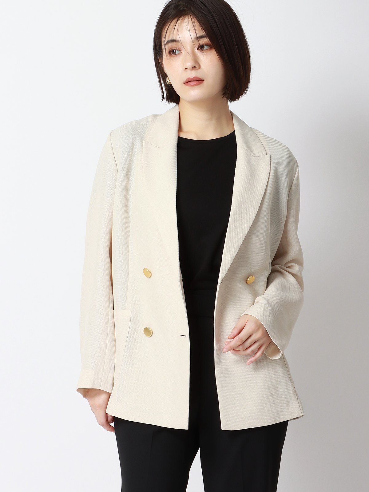 【SALE／30%OFF】SUIT SQUARE ダブルブレストジャケット ウォッシャブル カラミ織メッシュ 無地 スーツ スクエア ジャケット・アウター その他のジャケット・アウター ホワイト【送料無料】