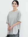 【SALE/38%OFF】coca サイドスリット5分袖コットンTシャツ コカ トップス カットソー・Tシャツ グレー ホワイト