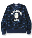 A BATHING APE COLOR CAMO COLLEGE CREWNECK ア ベイシング エイプ トップス スウェット・トレーナー ネイビー パープル レッド【送料..