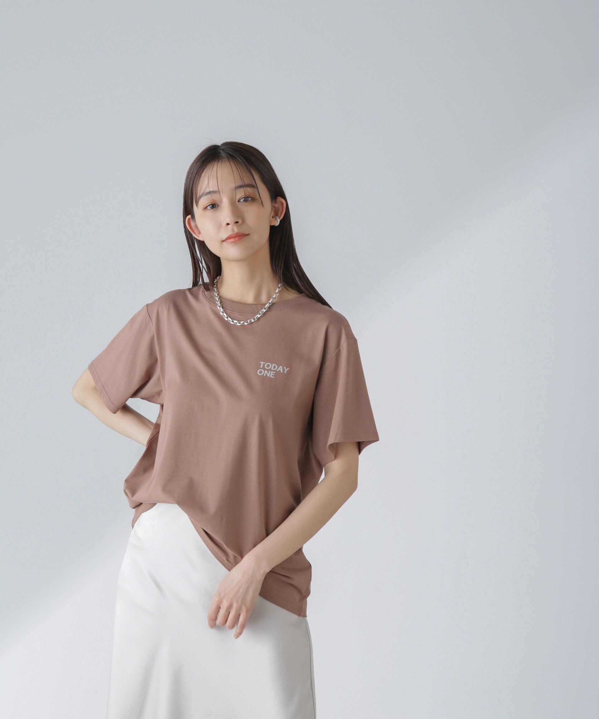 NANO universe Odub/別注 プリントTシャツ ナノユニバース トップス カットソー・Tシャツ ブラウン グレー ホワイト【送料無料】