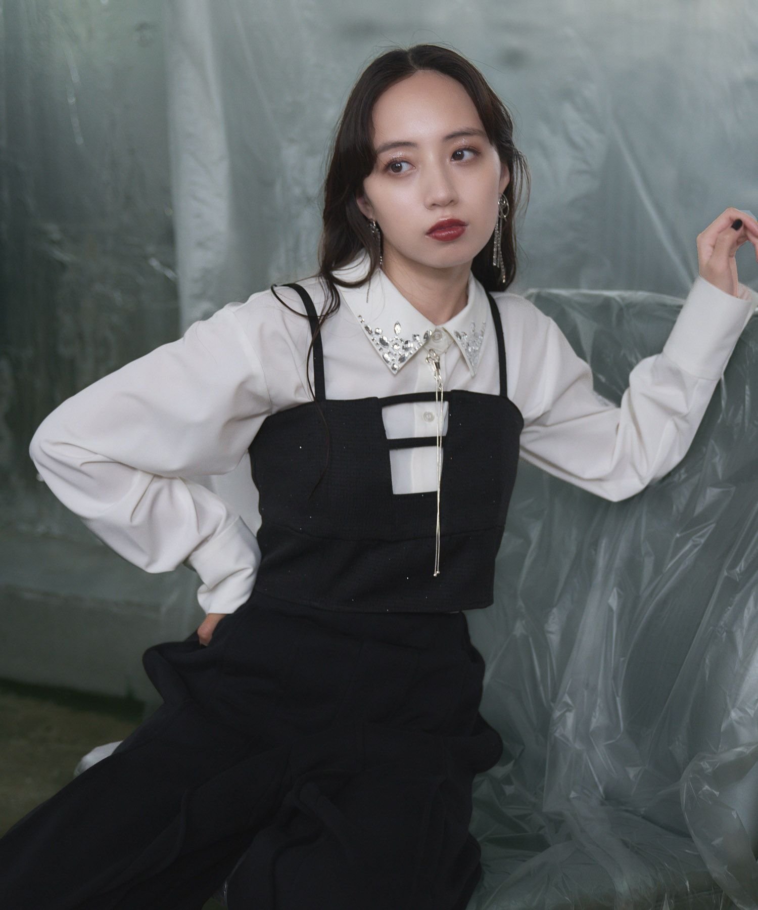 【SALE／50%OFF】HARE イソザイデザインビスチェ ハレ トップス ベスト・ジレ ブラック グレー【送料無..