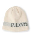 【SALE/50%OFF】PINK-latte ジャカードロゴビーニー ピンク ラテ 帽子 ニット帽・ビーニー ブラック ホワイト