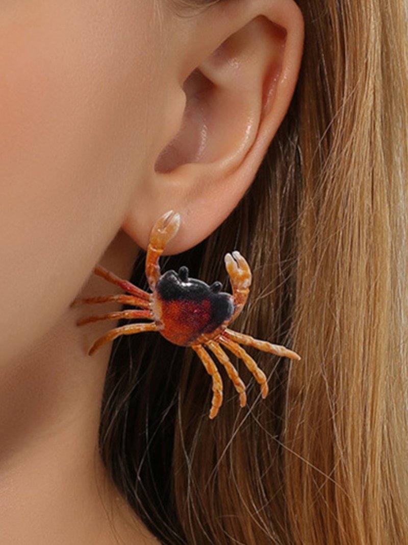 Coo+i/(W)3Dカニピアス スレンダー アクセサリー・腕時計 ピアス レッド