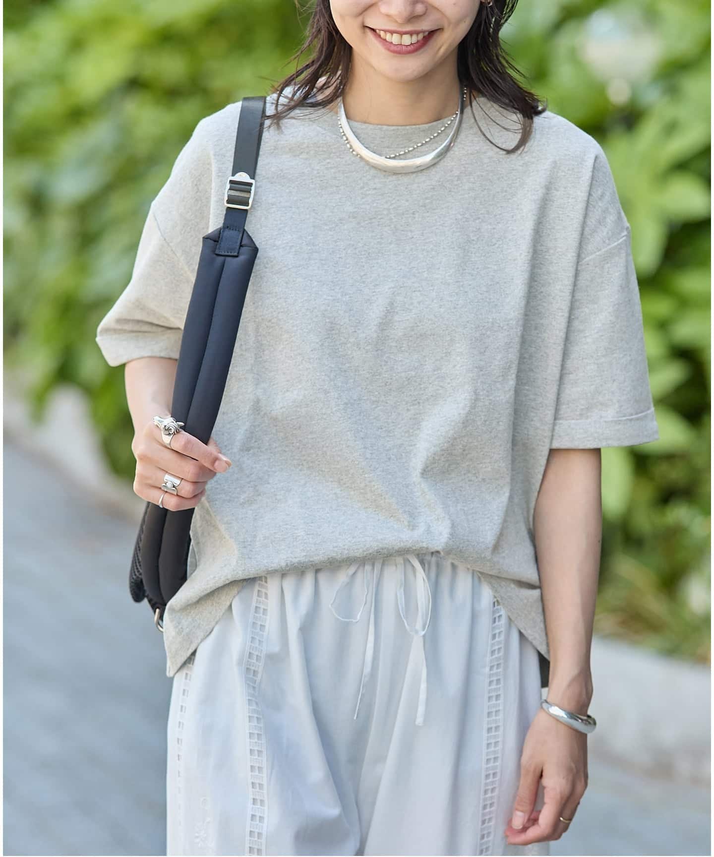 JOURNAL STANDARD 《追加3》汗ジミ防止天竺ビッグT ジャーナル スタンダード トップス カットソー・Tシャツ ホワイト ブラック グレー