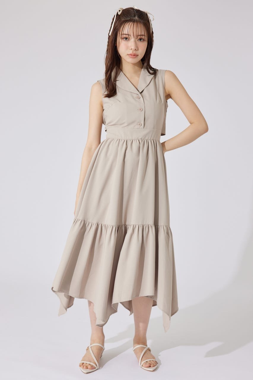rienda 【AKB48 千葉恵里さん着用】イレヘムシャツワンピース リエンダ ワンピース・ドレス ワンピース ブラック ベージュ レッド