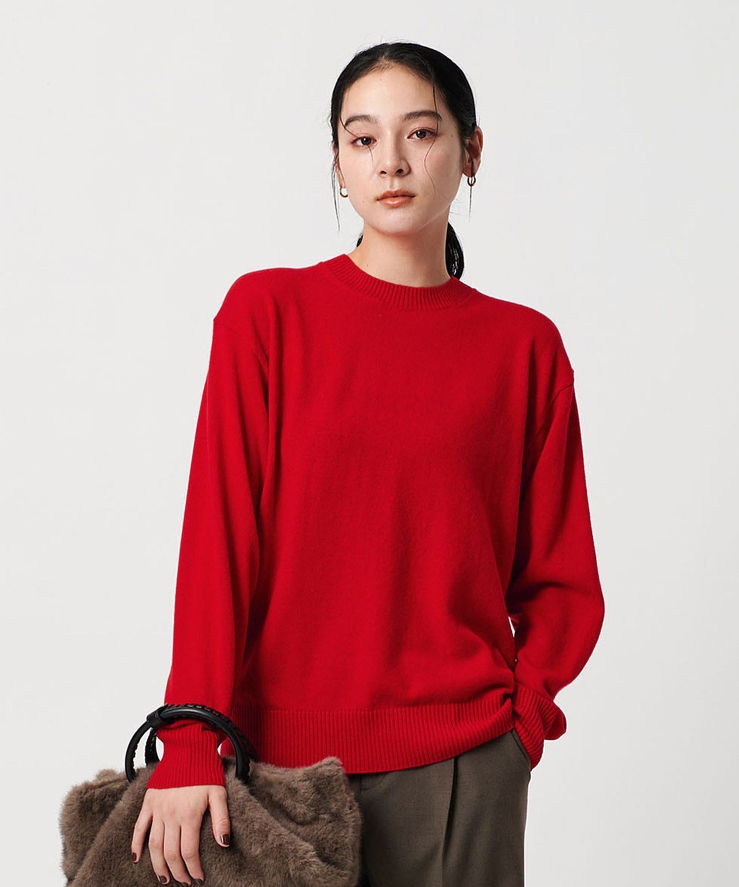 BEAUTY&YOUTH UNITED ARROWS ウールカシミヤ天竺 クルーネック ニットプルオーバー ウォッシャブル ビューティー＆ユース　ユナイテッドアローズ トップス ニット ベージュ グレー ブラック レッド【送料無料】のサムネイル