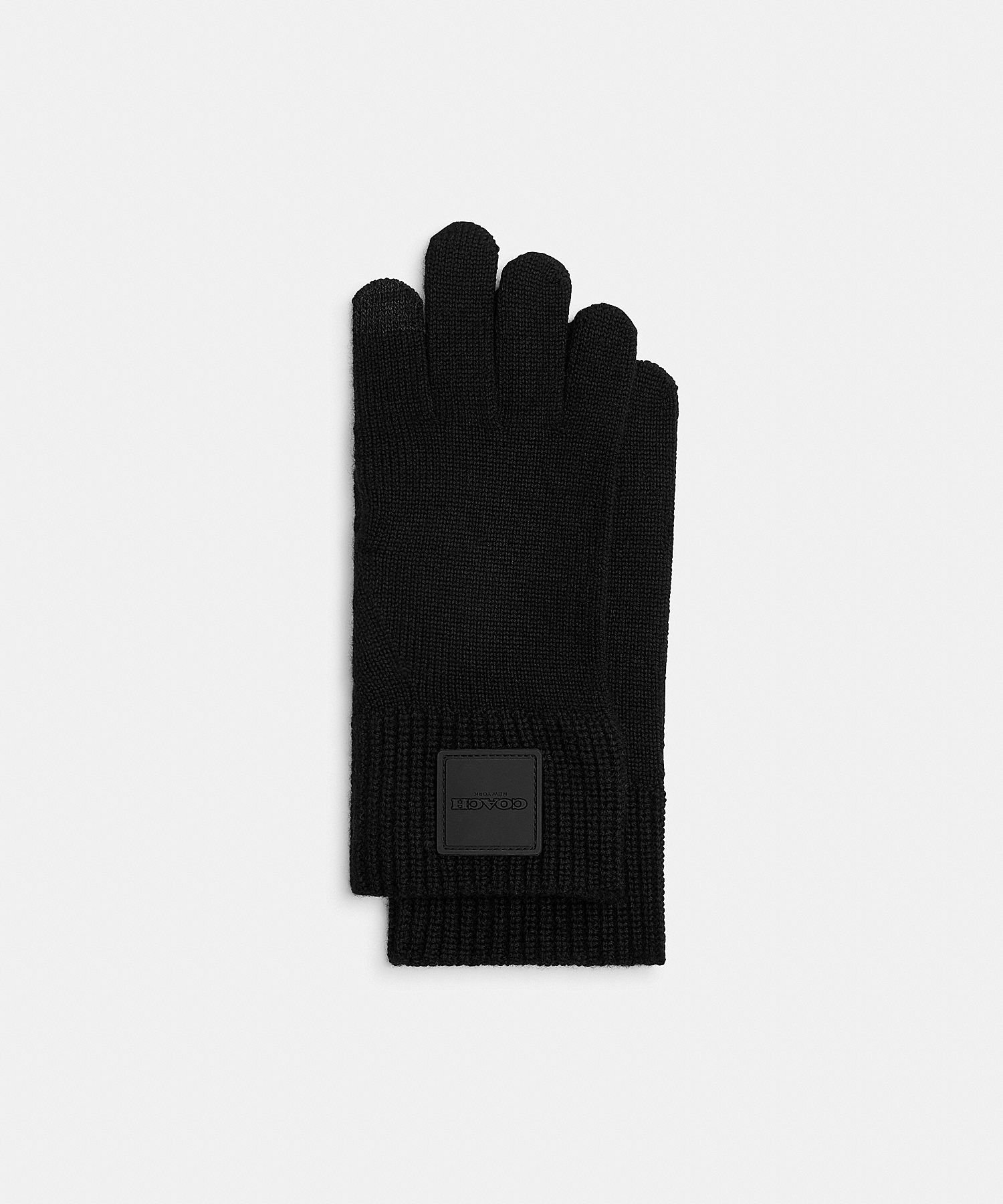 COACH OUTLET 【公式】ニット テック グローブ・ラバー パッチ コーチ　アウトレット ファッション雑貨 手袋 ブラック【送料無料】のサムネイル