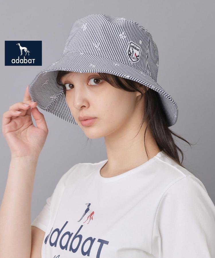 adabat 【ADABAT NAVY】飛び柄刺しゅうハット アダバット 帽子 ハット ネイビー ホワイト【送料無料】