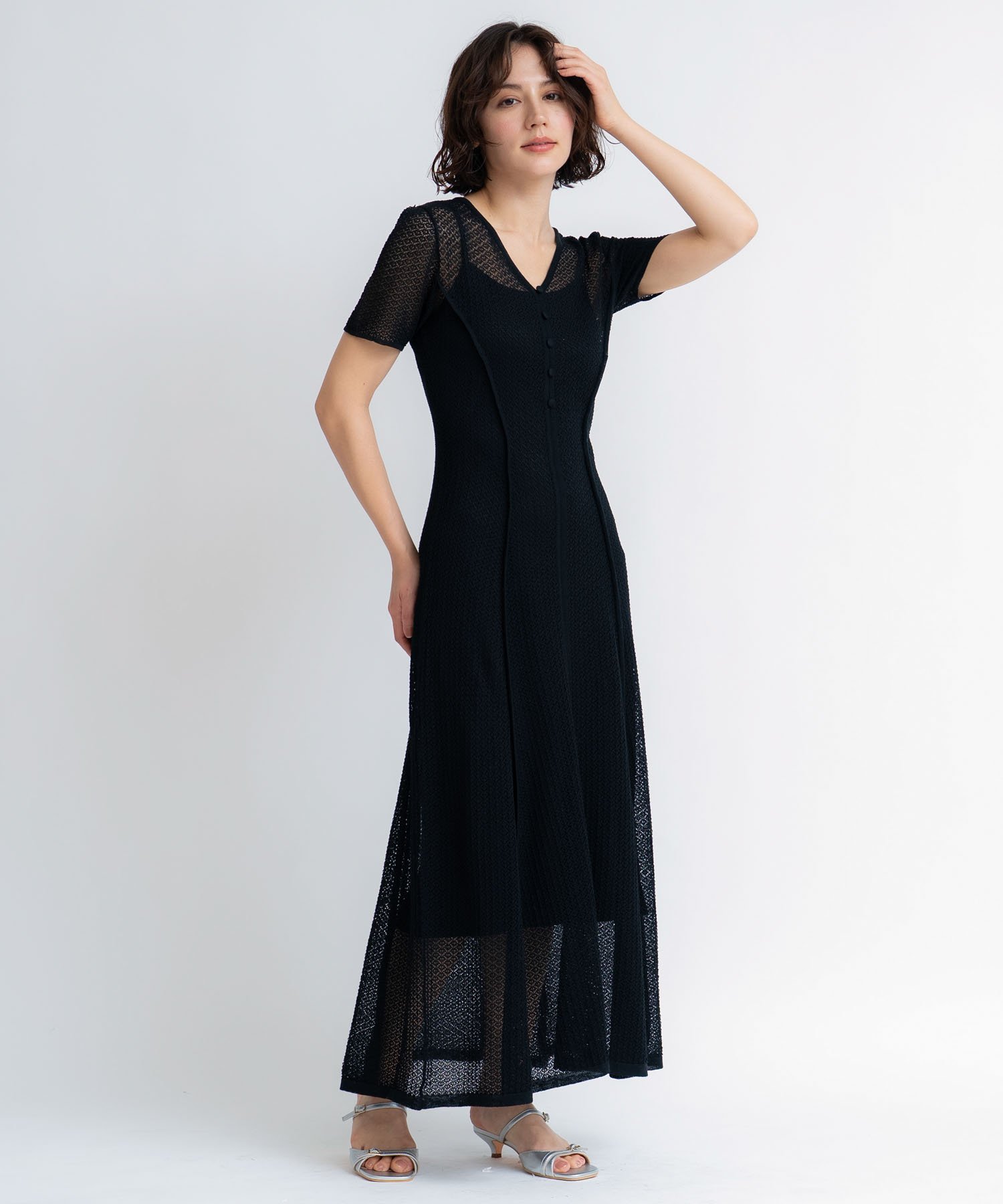 Noela レースニットワンピース ノエラ ワンピース・ドレス ワンピース レッド ブラック