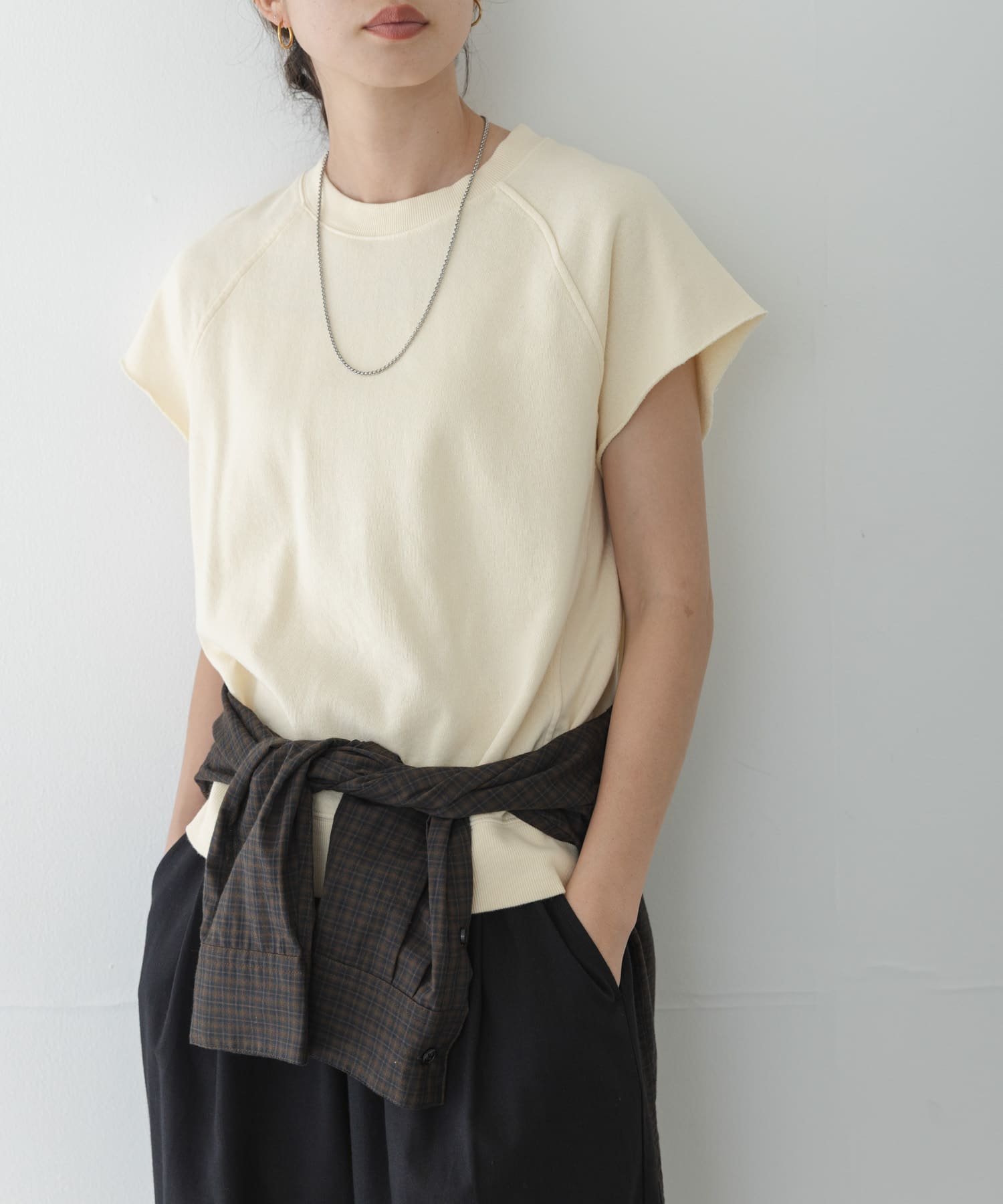 Sonny Label ガーゼ裏毛フレンチスリーブスウェット サニーレーベル トップス カットソー・Tシャツ グレー ホワイト レッド