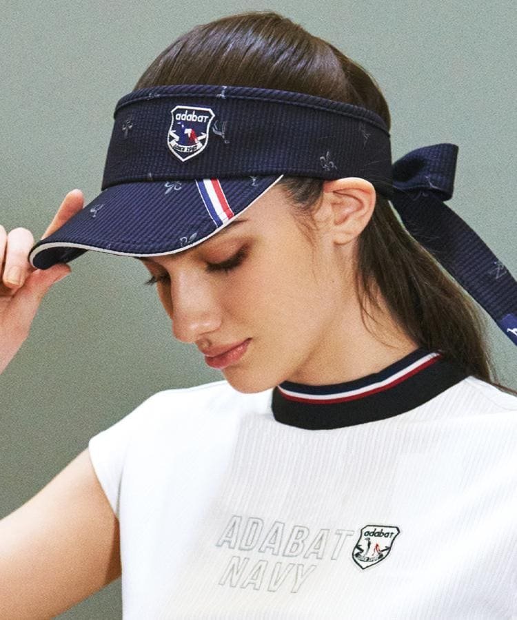 adabat 【ADABAT NAVY】飛び柄刺しゅうバイザー アダバット 帽子 その他の帽子 ホワイト ネイビー【送料無料】