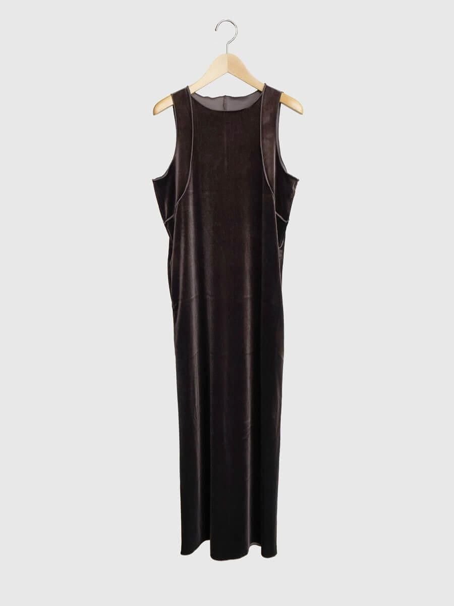 . Sleeveless velour onepiece ラシュッド ワンピース・ドレス その他のワンピース・ドレス ブラック ブラウン
