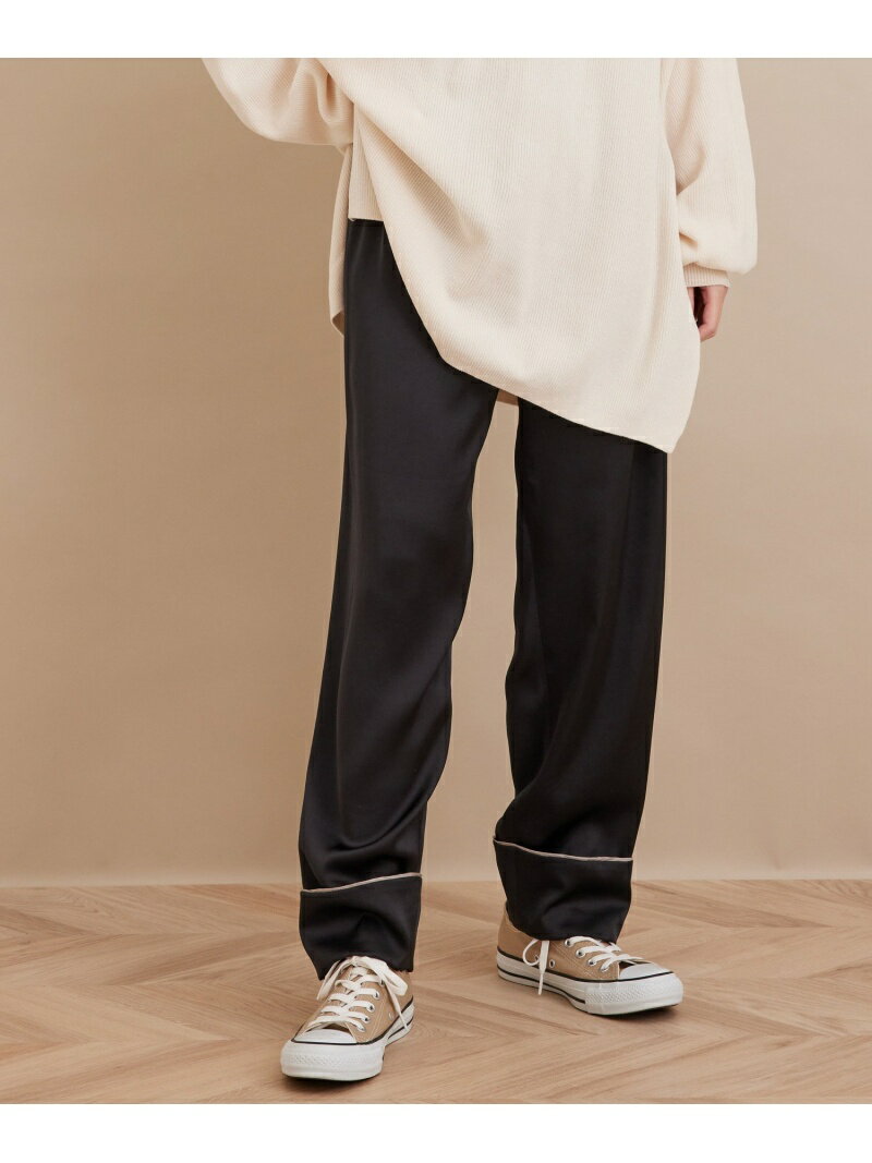 【SALE／70%OFF】SALON adam et rope' ＜春まで使える＞サテンシームレスリラックスパンツ サロン アダム エ ロペ パンツ その他のパンツ グリーン ブラック【送料無料】