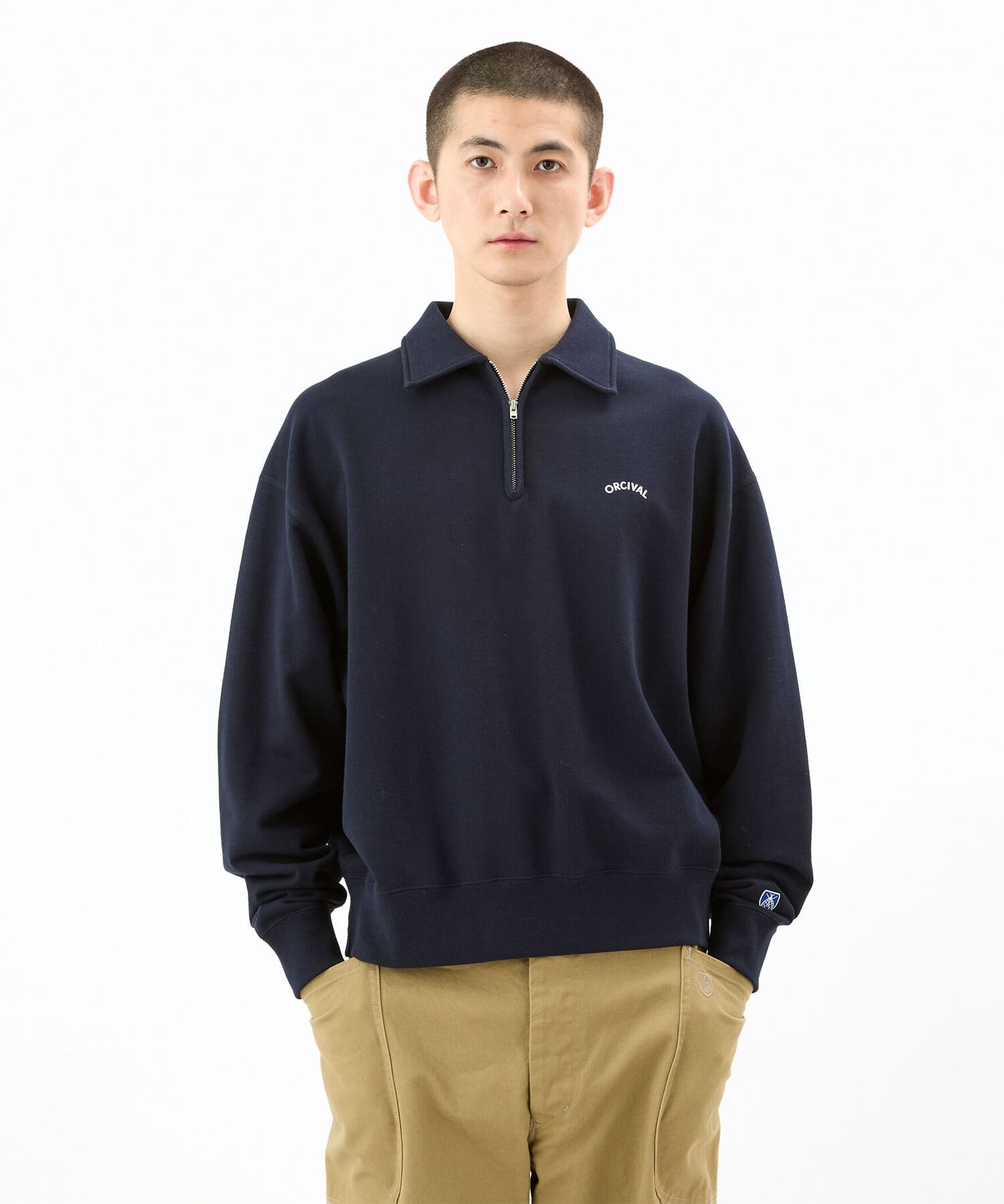 Bshop ORCIVAL ｜ コットン裏毛 ハーフジッププルオーバー MEN ビショップ トップス スウェット・トレーナー グレー【送料無料】