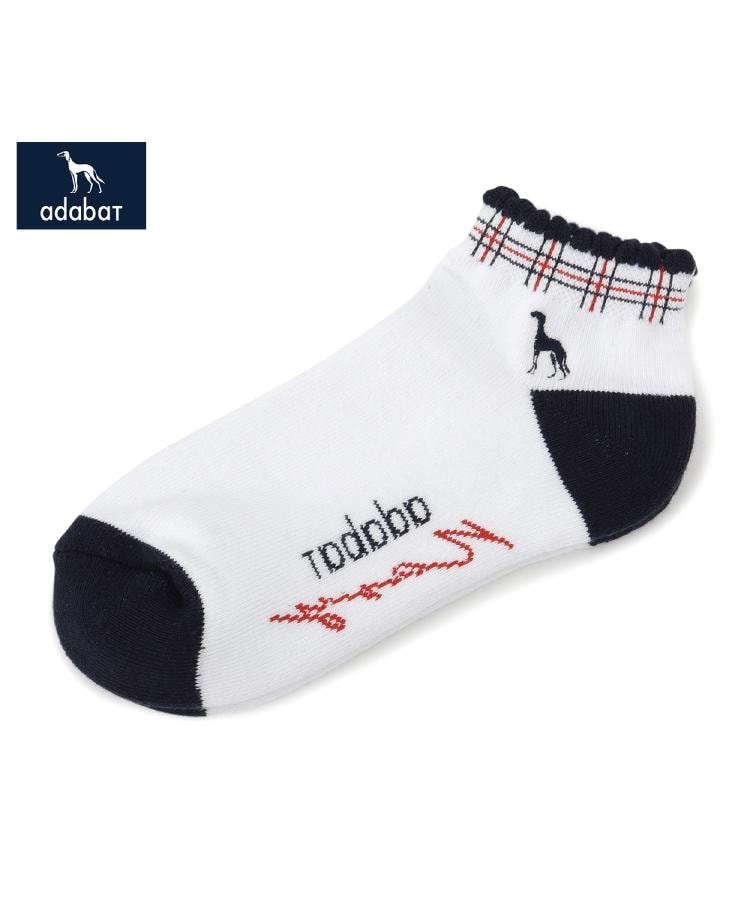 adabat 【ADABAT NAVY】格子柄ショートソックス アダバット 靴下・レッグウェア 靴下 ホワイト