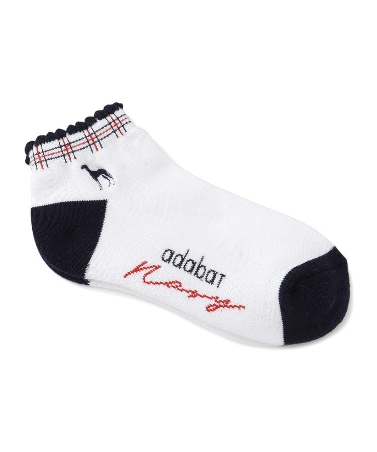 adabat 【ADABAT NAVY】格子柄ショートソックス アダバット 靴下・レッグウェア 靴下 ホワイト