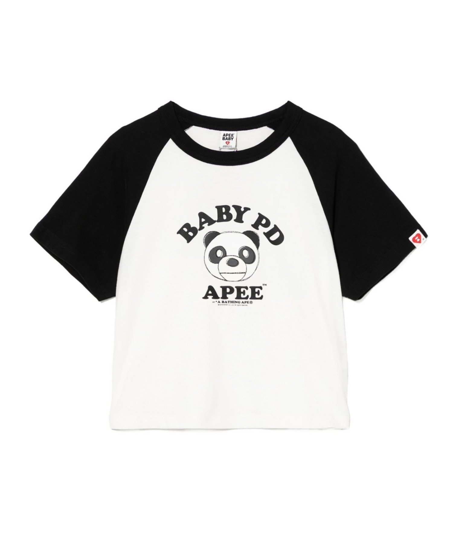 A BATHING APE MILO PD PRINTED RAGLAN CROP TEE ア ベイシング エイプ トップス カットソー・Tシャツ ブラック レッド
