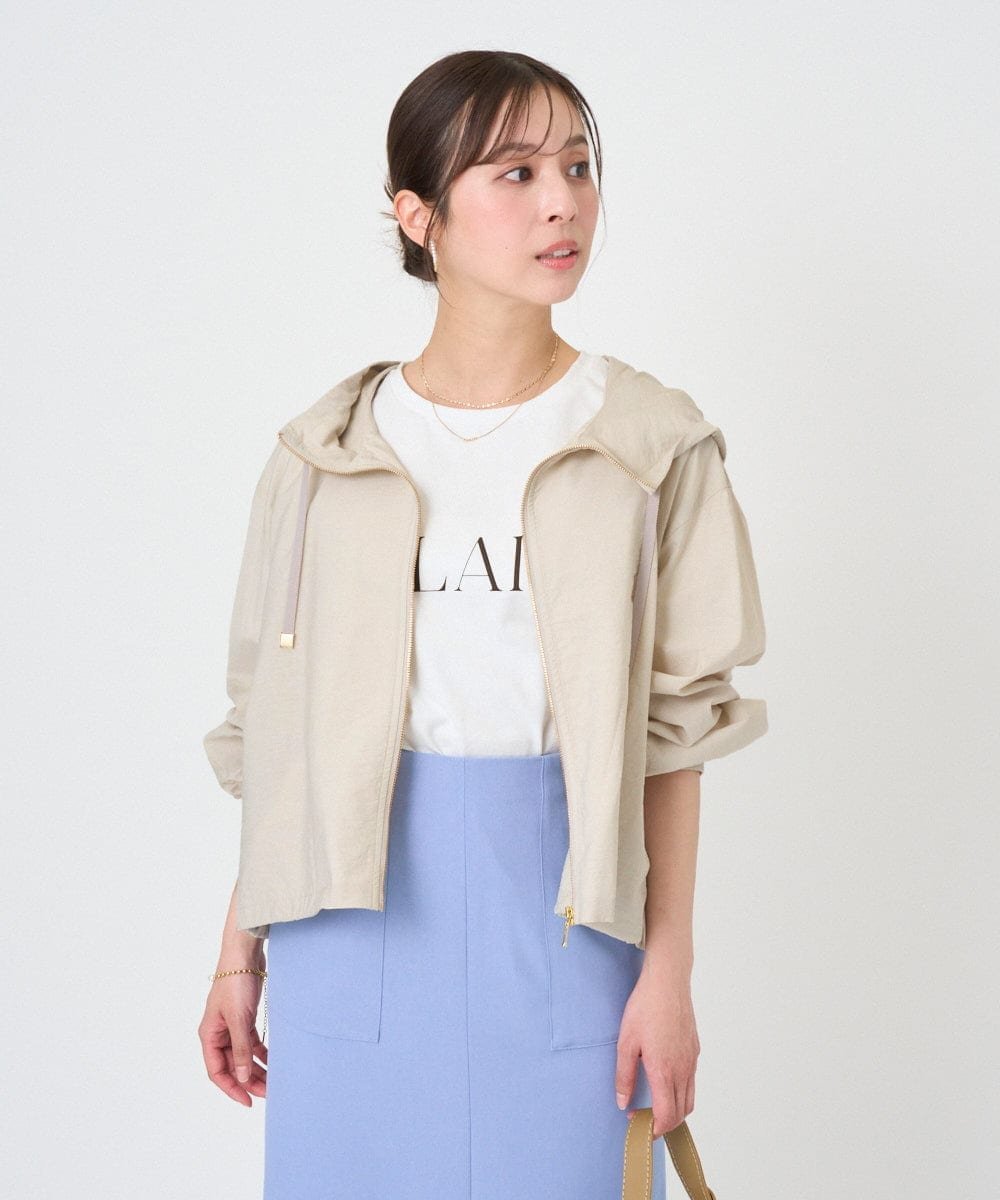 MK MICHEL KLEIN（小さいサイズ） 【小さいサイズ】[洗える]フーデットライトブルゾン メゾンドゥサンク ジャケット・アウター その他のジャケット・アウター ベージュ ブラウン