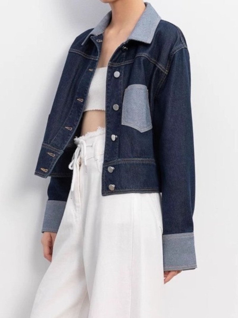 【SALE／10%OFF】LADY LIKE 配色切り替えデニムジャケット ディアベル ジャケット・アウター デニムジャケット ネイビー【送料無料】