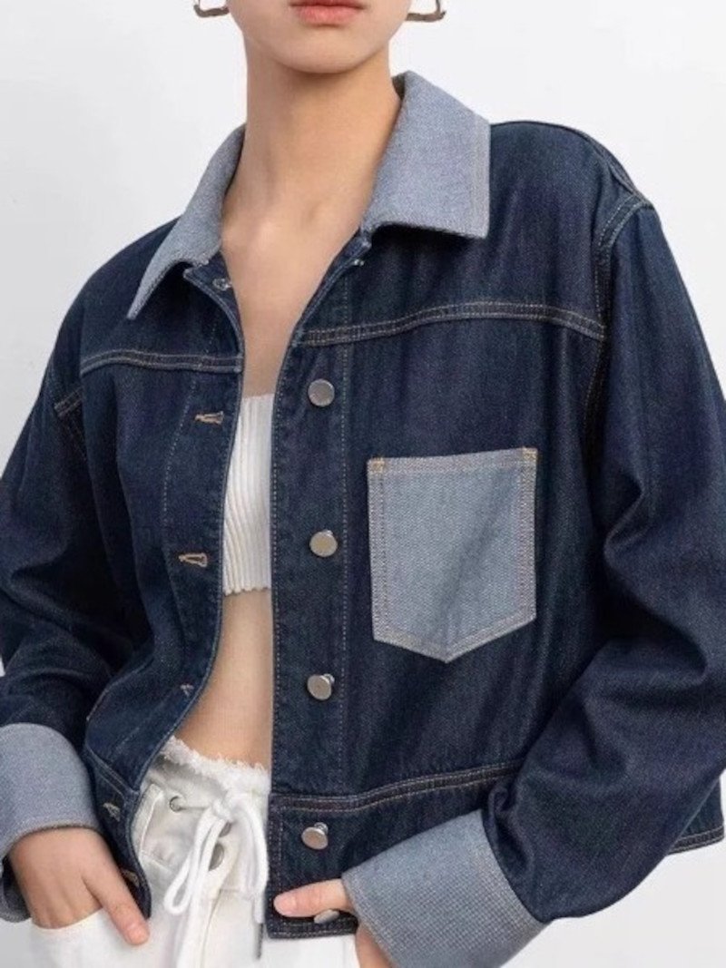 【SALE／10%OFF】LADY LIKE 配色切り替えデニムジャケット ディアベル ジャケット・アウター デニムジャケット ネイビー【送料無料】