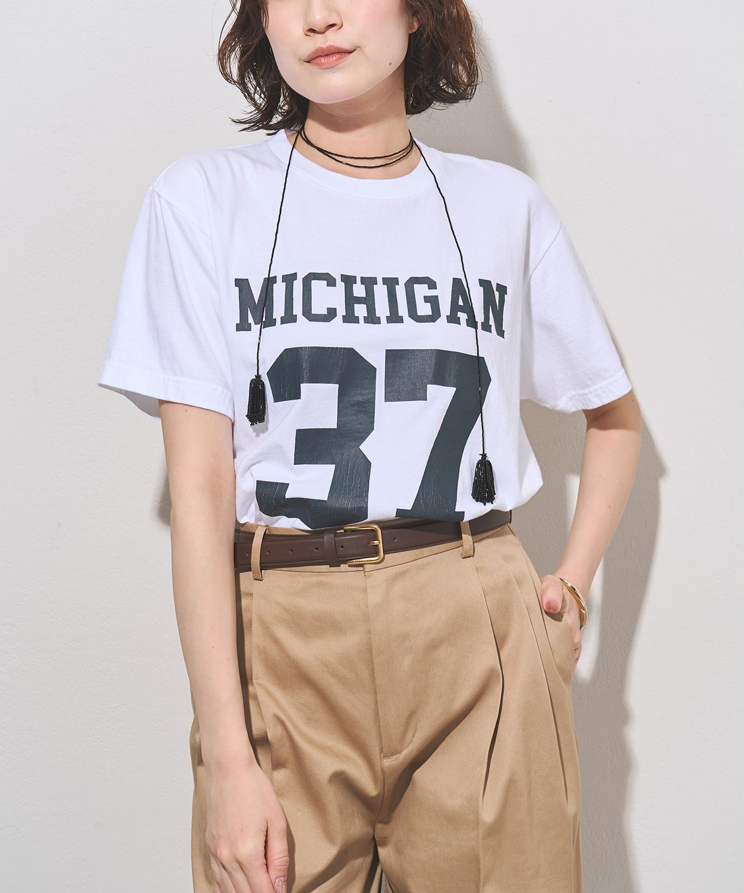 Whim Gazette フロントナンバーTシャツ ウィム ガゼット トップス カットソー・Tシャツ グレー ネイビー ホワイト パープル