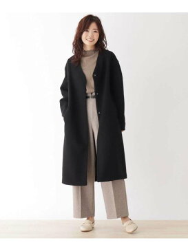 【SALE/60%OFF】pink adobe 【WEB限定LLサイズあり】Vネックロングコート ピンクアドベ コート/ジャケット ノーカラージャケット ブラック グリーン ブラウン