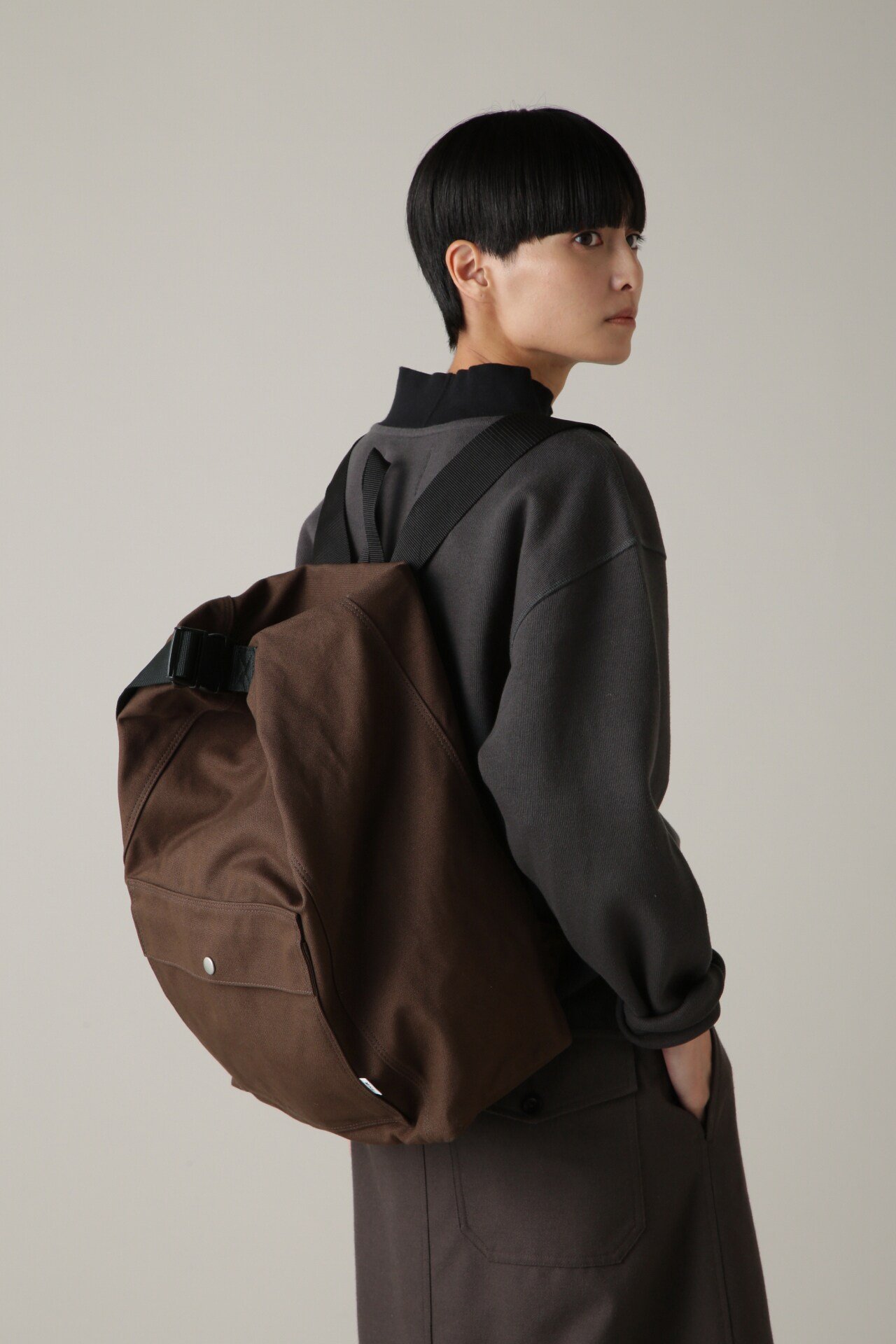 MHL. SOFT COTTON CANVAS マーガレット ハウエル バッグ その他のバッグ ブラウン ブラック【送料無料】