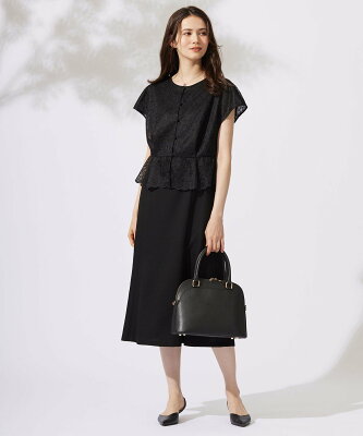 【SALE/40%OFF】自由区 【カタログ掲載・洗える】レースブラウスコンビ ワンピース ジユウク ワンピース・ドレス ワンピース ベージュ ブラック【送料無料】