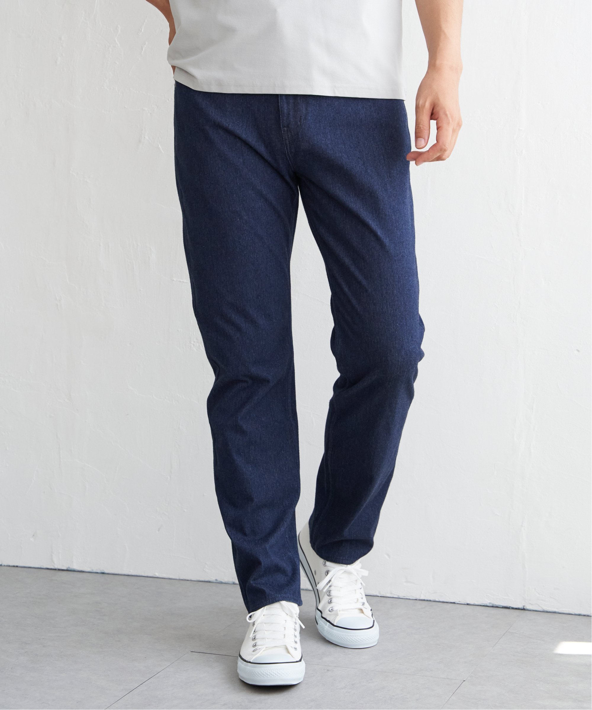 ikka GOKU楽パンツ EASY STRETCH デニム5ポケット イッカ パンツ ジーンズ・デニムパンツ ネイビー ブラック