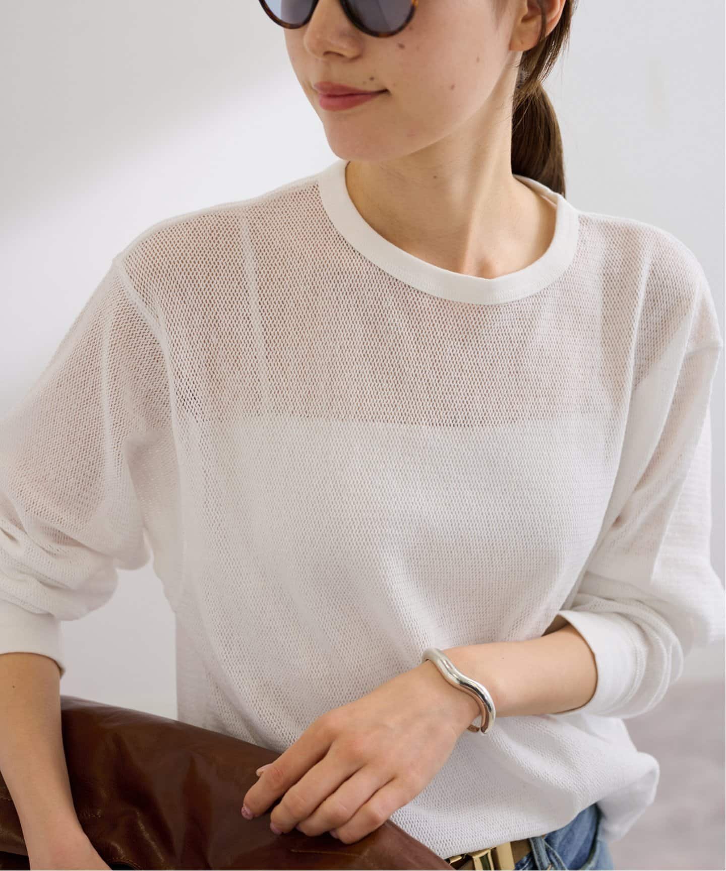 FRAMeWORK メッシュロンT フレームワーク トップス カットソー・Tシャツ ホワイト ベージュ【送料無料】のサムネイル