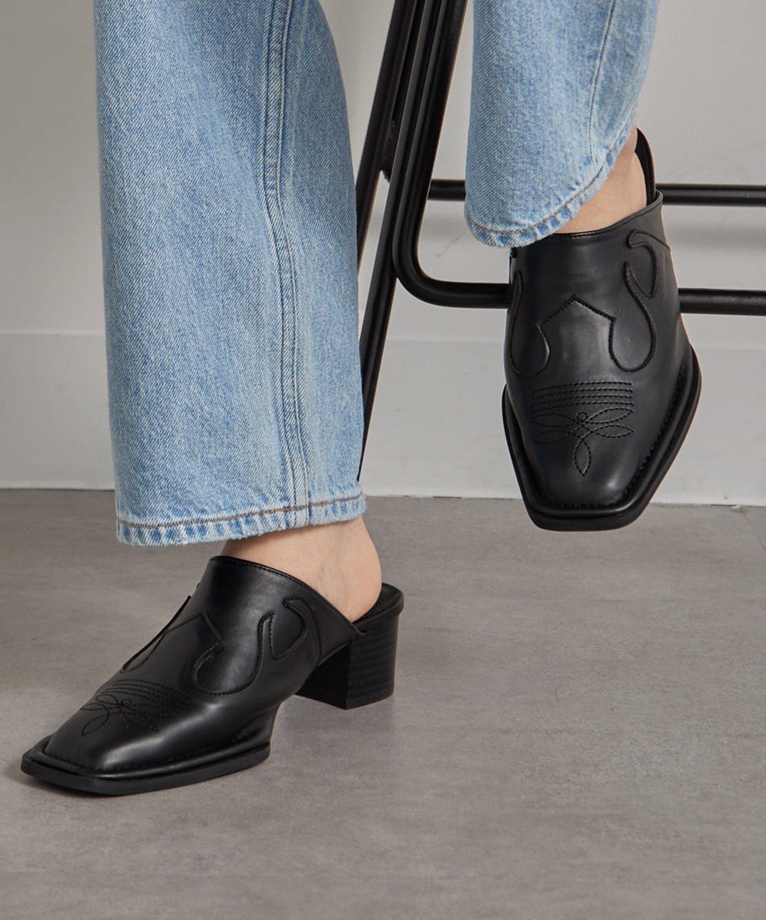 【SALE／30%OFF】MAISON BREEZE reveur MAISON BREEZE reveur/western sabot mule sandals ウエスタンサボミュールサンダル セットアップセブン シューズ・靴 サンダル ブラック【送料無料】