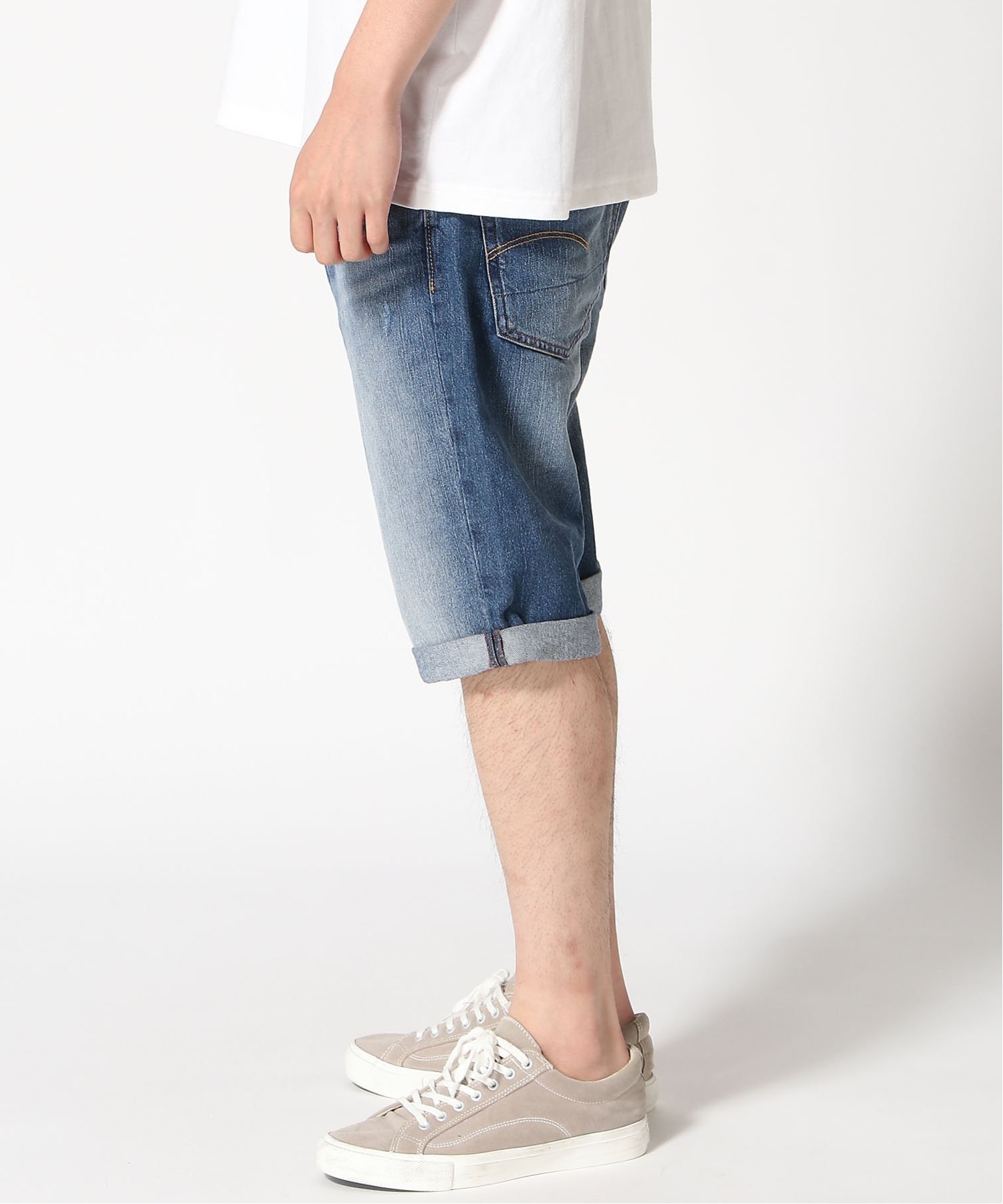 【公式ショップ】3301 Denim Shorts/ベーシックデザインスリムデニムショートパンツ ジースターロゥ パンツ ジーンズ・デニムパンツ ブルー